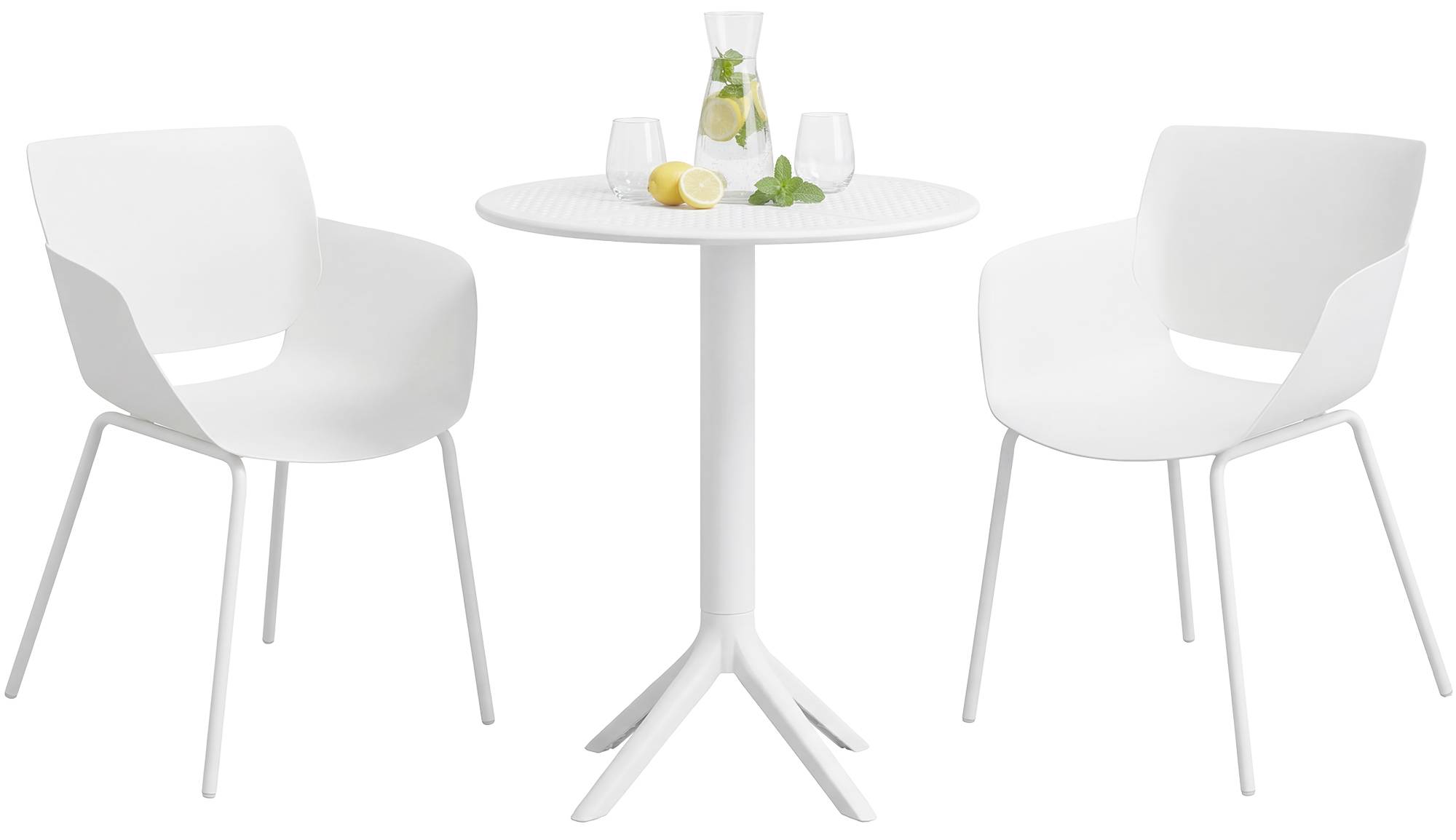 Gartenmöbel-Set Siora mit 2 Stühlen, weiß