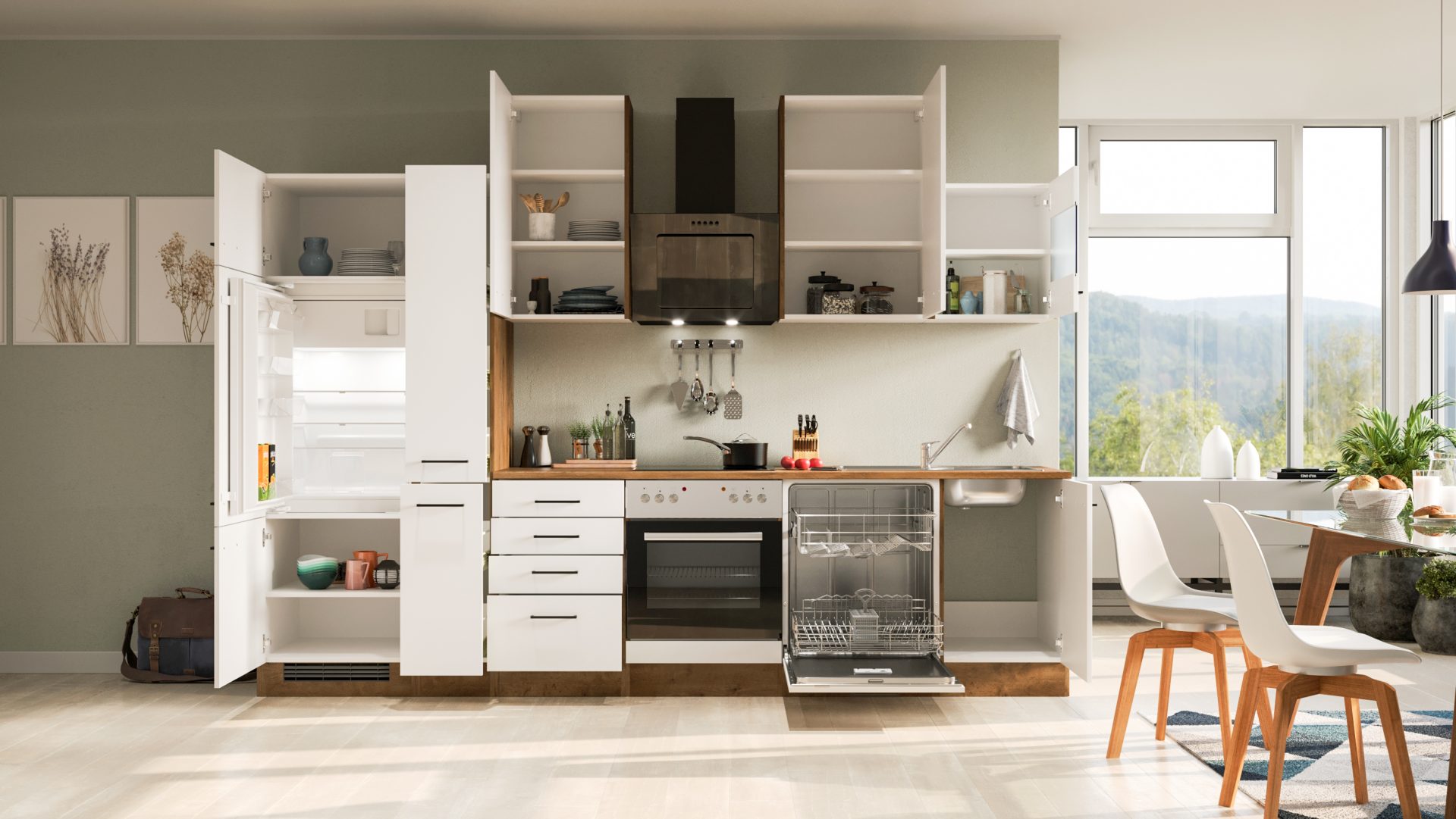 Küchenzeile Avila 310 cm mit E-Geräten