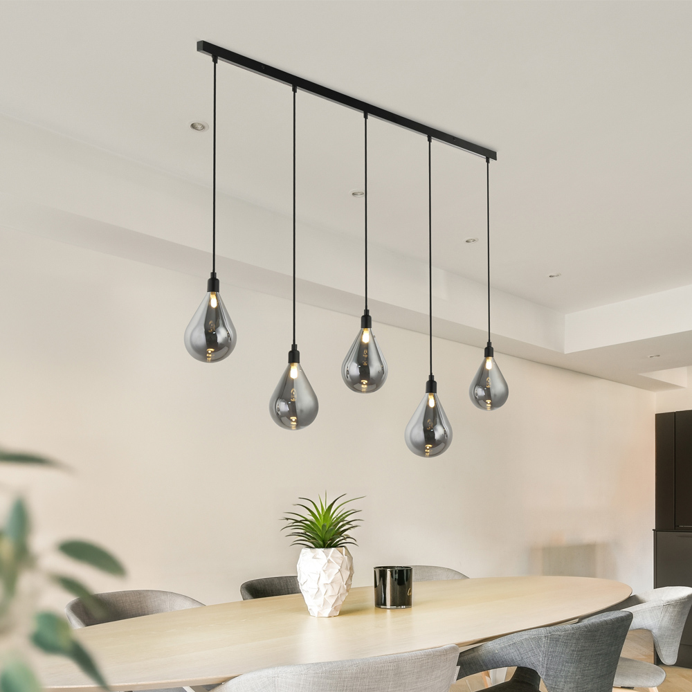 Hängeleuchte aus Glas CELIA Rauchgrau - 5-flammig