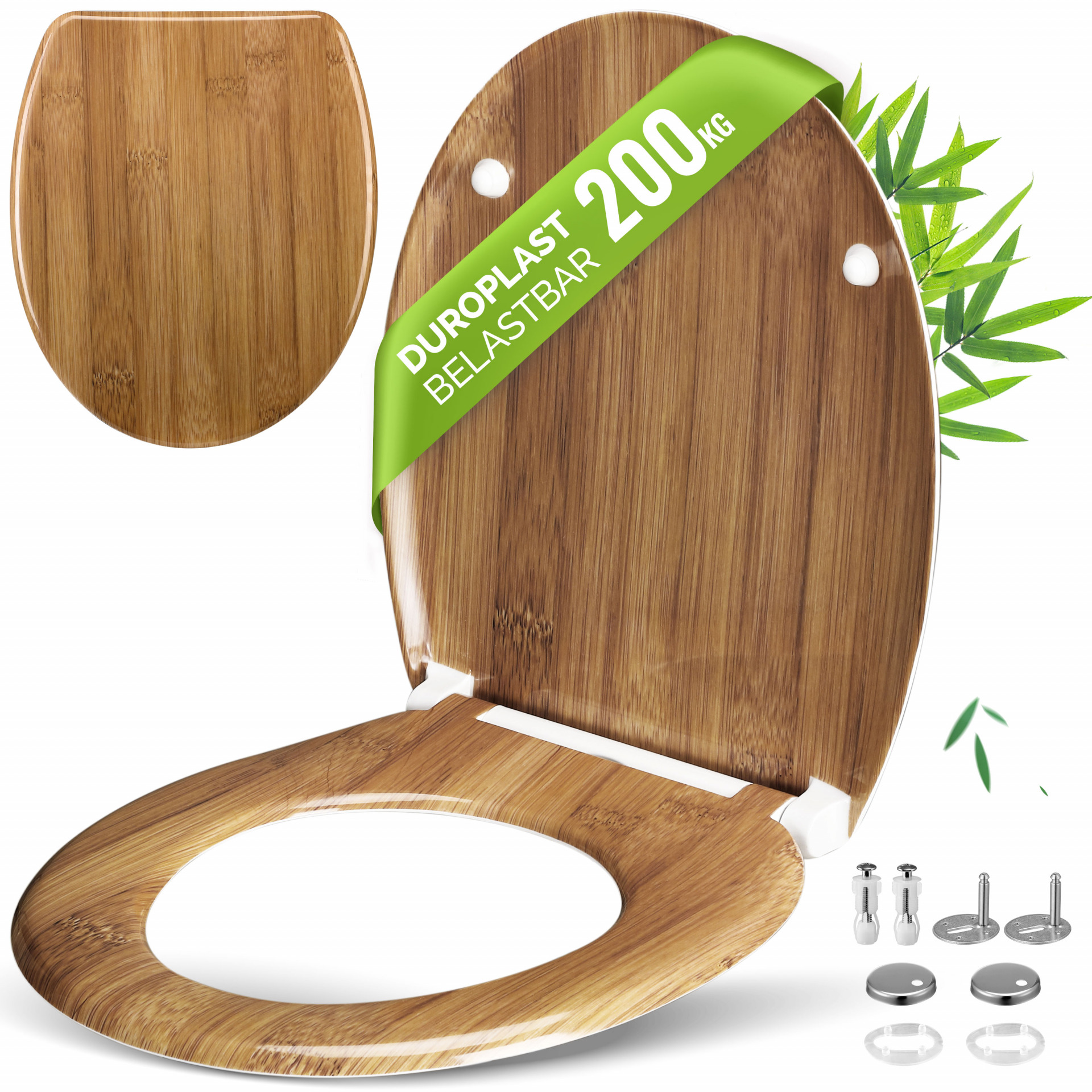 Toilettensitz Bambus mit Absenkautomatik