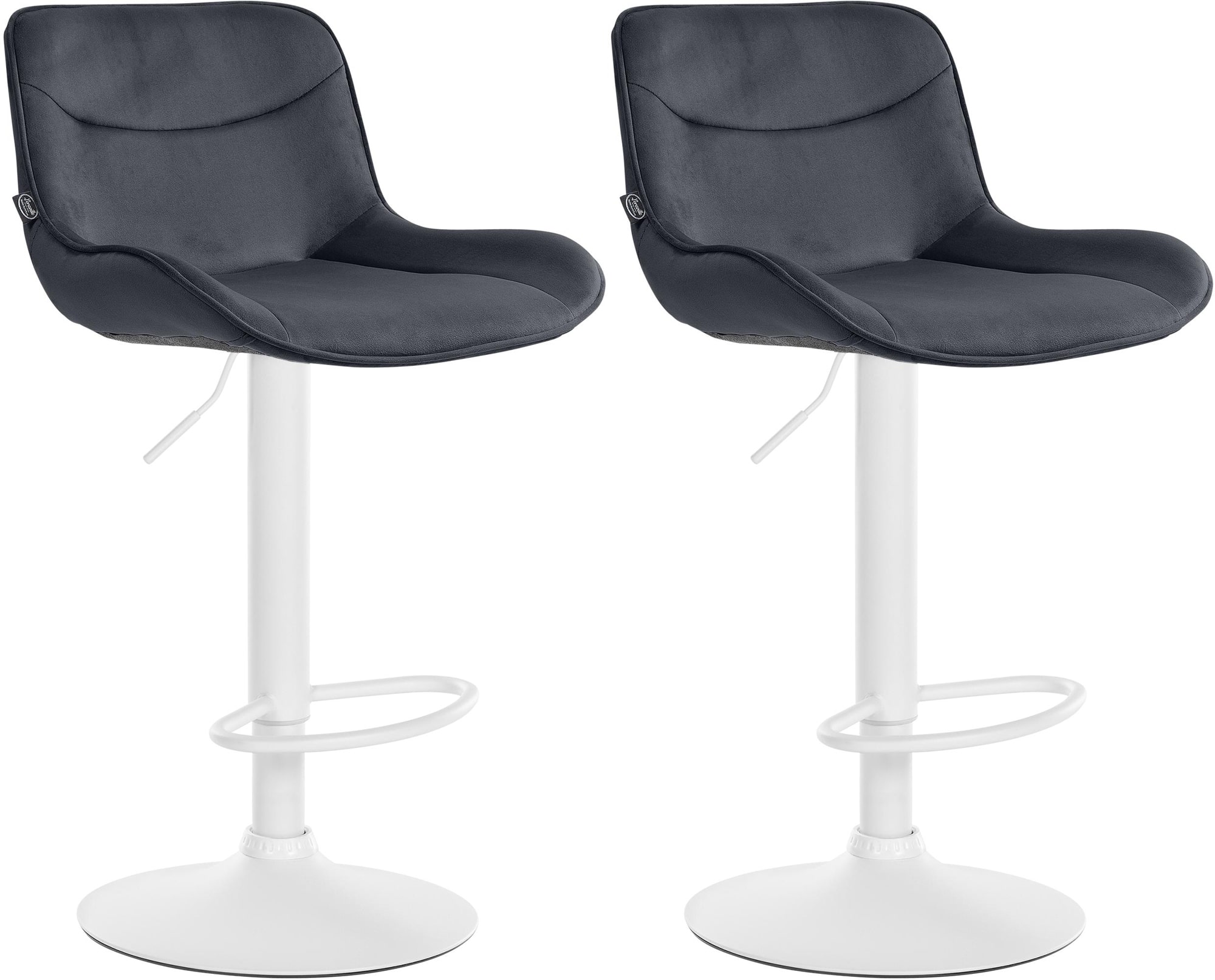 2er Set Barhocker Vonore Samt weiß, schwarz