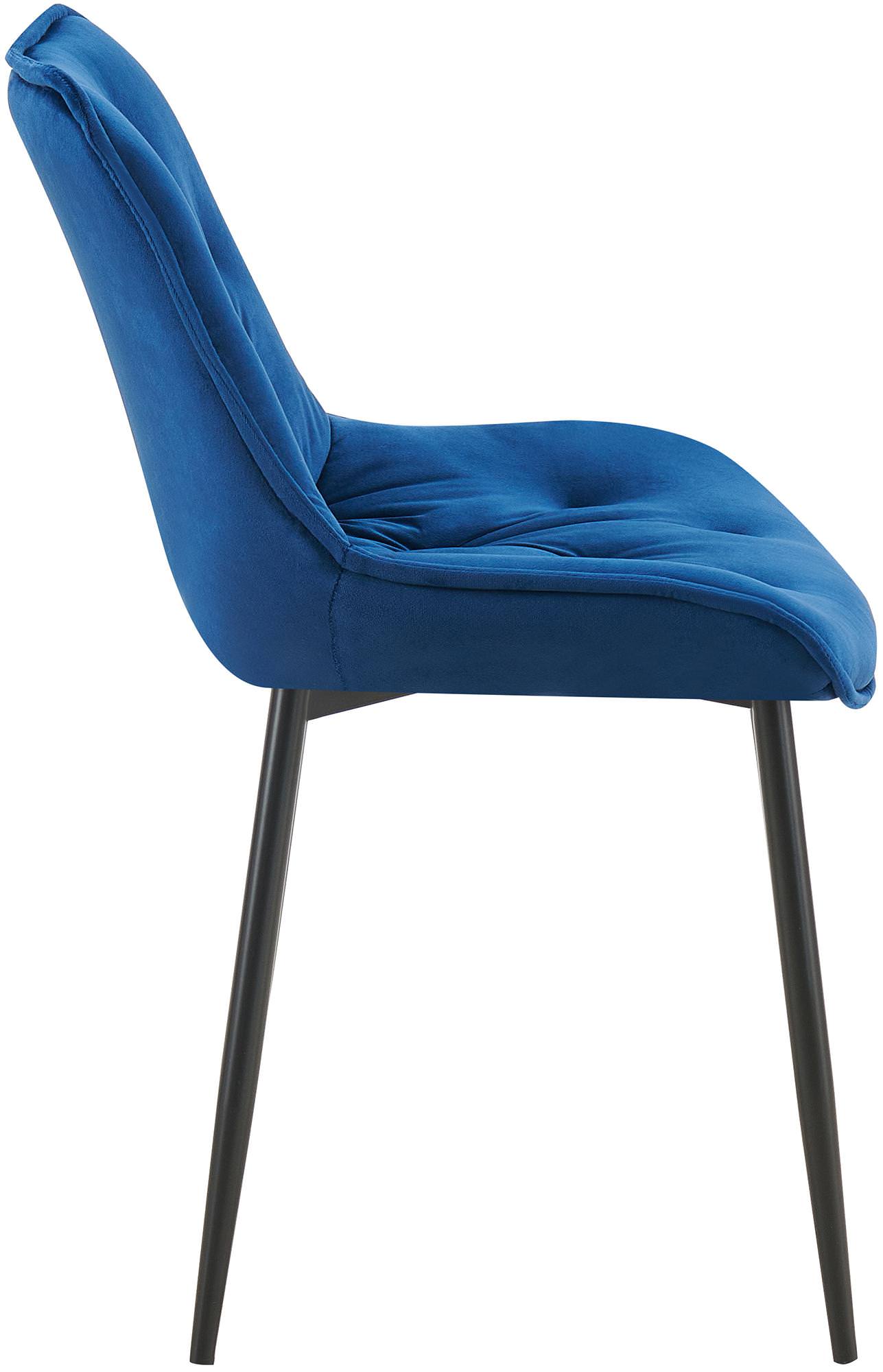2er Set Esszimmerstuhl Wallace Samt, blau