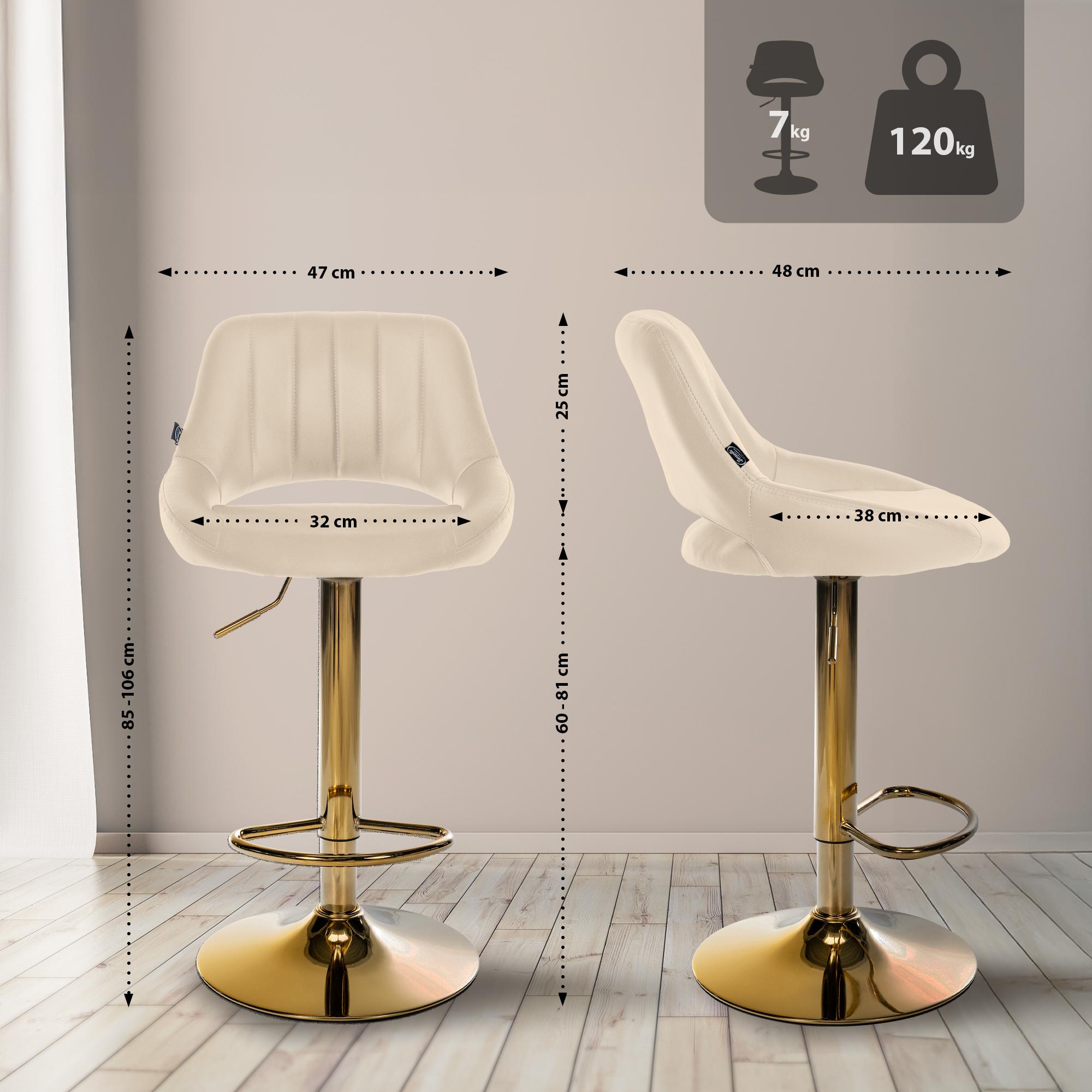 Barhocker Milet Kunstleder gold, creme