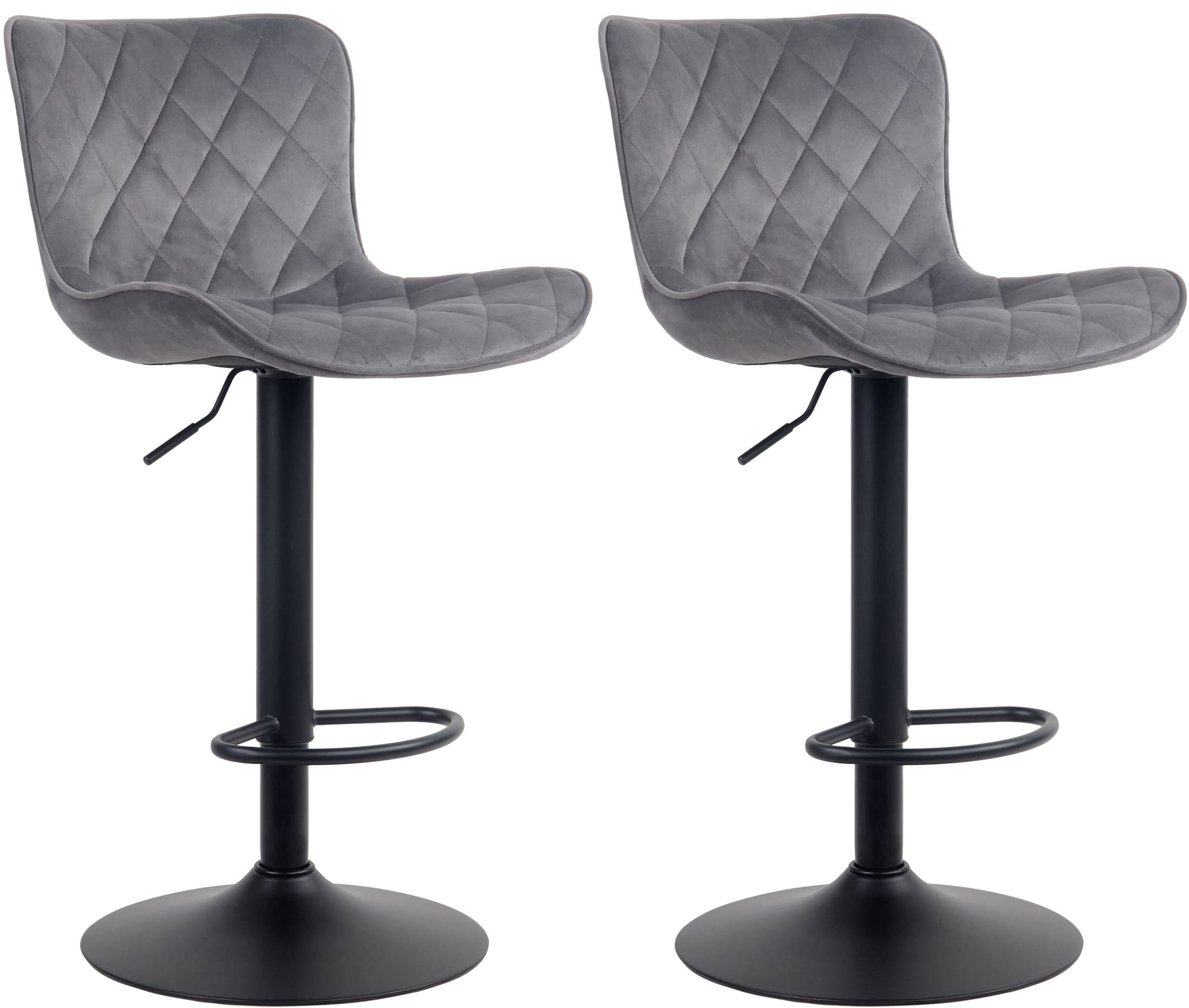 2er Set Barhocker Emma Samt, dunkelgrau