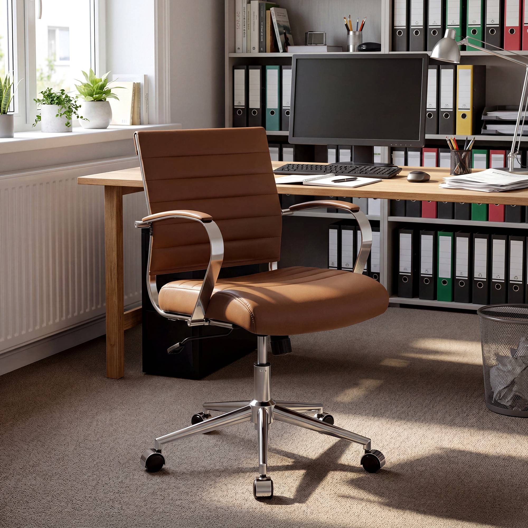 Bürostuhl Oakland Echtleder, hellbraun