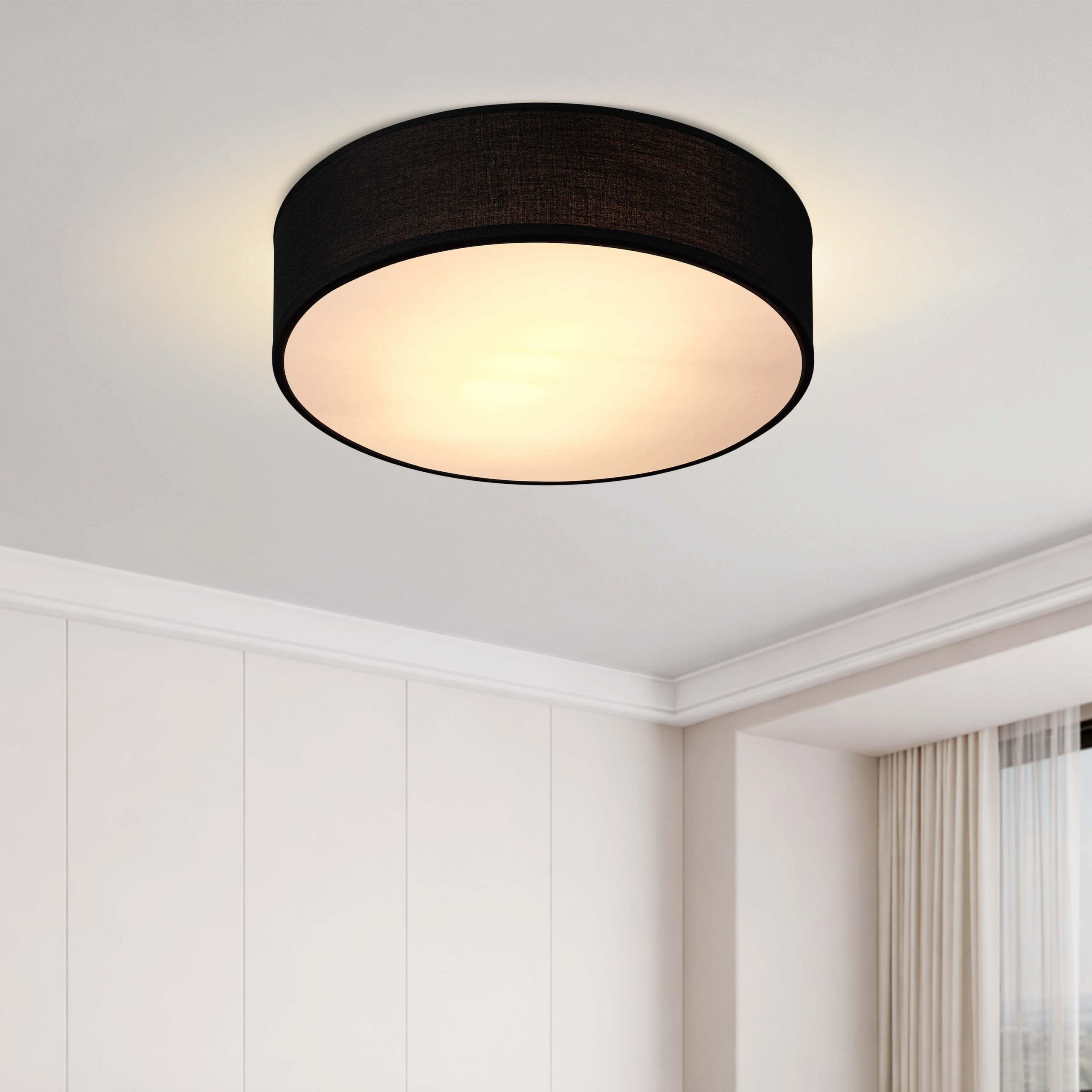 Deckenlampe Schwarz Stoff Ø30cm