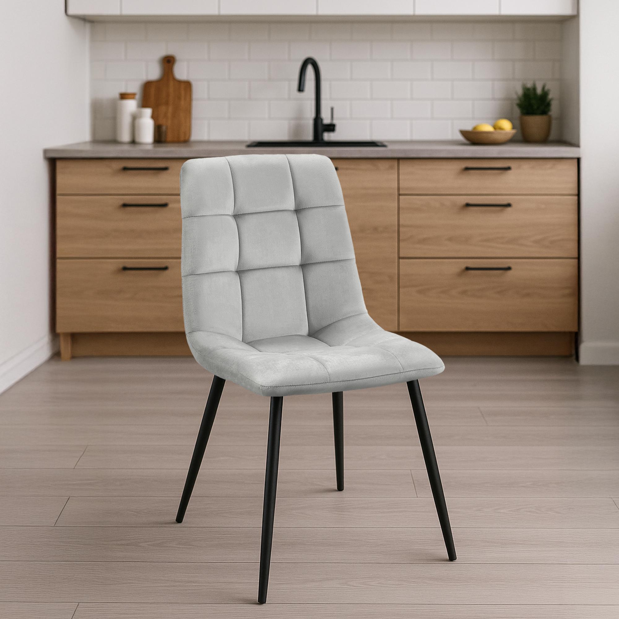 2er Set Esszimmerstuhl Tilde Samt, grau