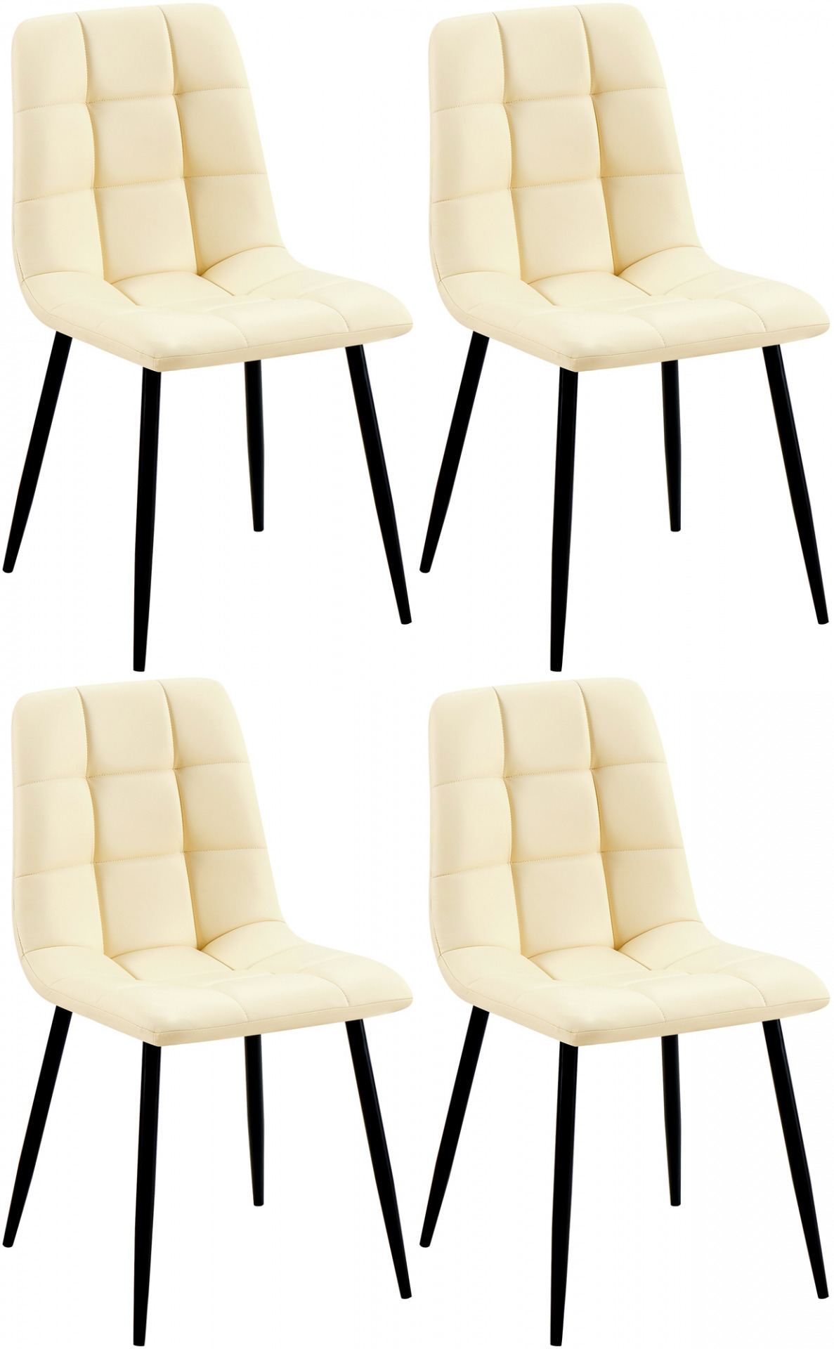 4er Set Esszimmerstuhl Antibes Kunstleder, creme