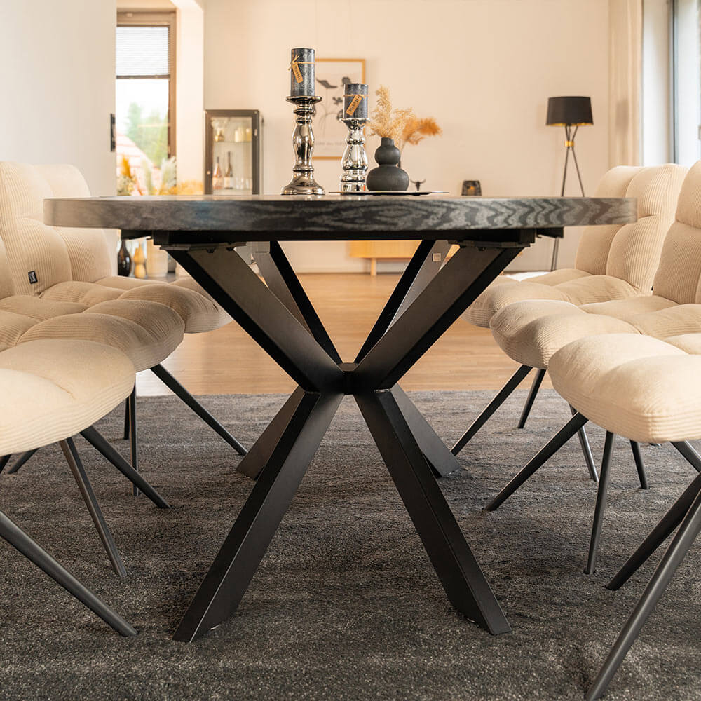 Esstisch Rund Ausziehbar AVENTURA inkl. Sternfuß - 120-160 x 120 cm Dark Oak