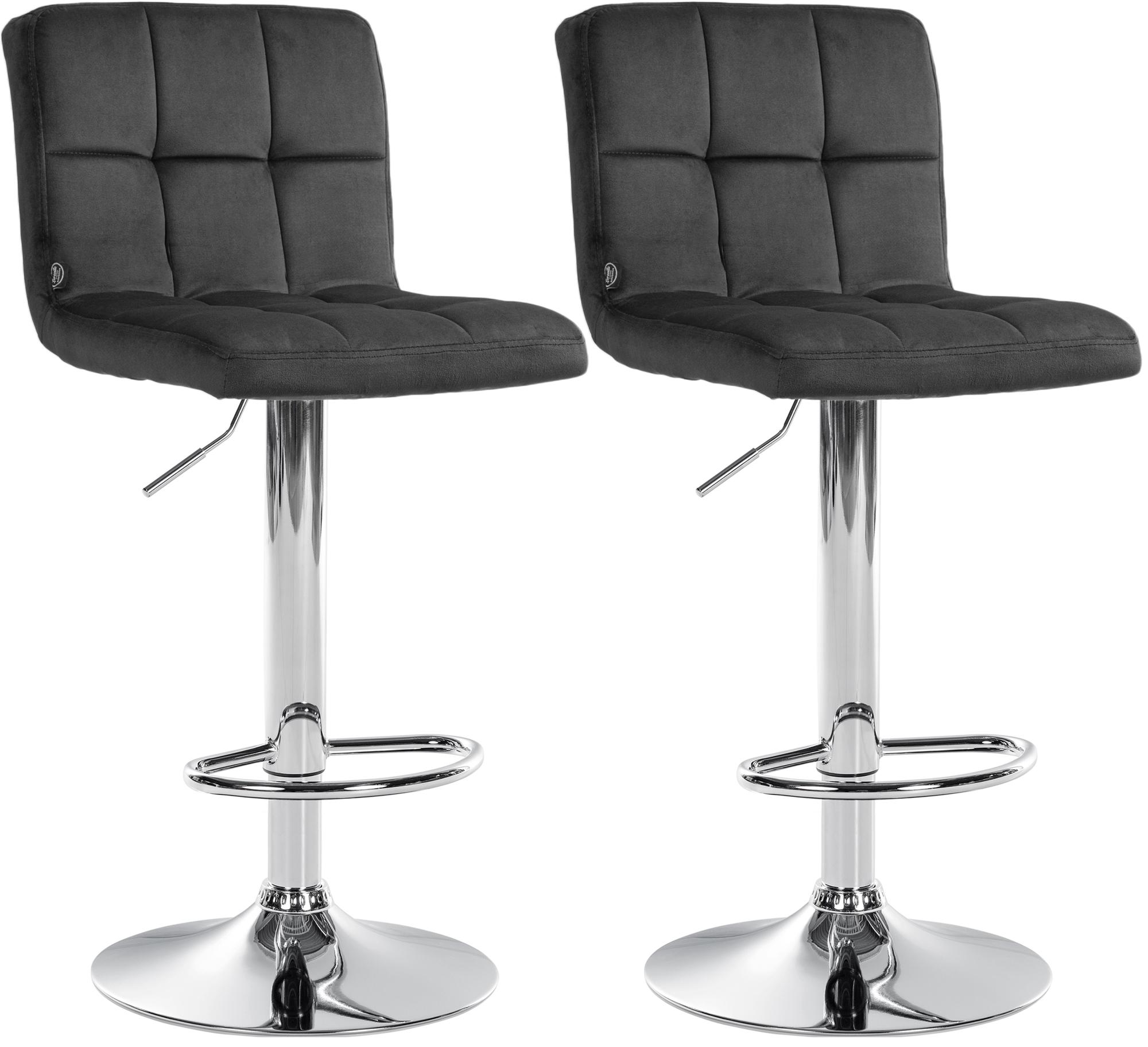 2er Set Barhocker Peru Samt chrom, dunkelgrau