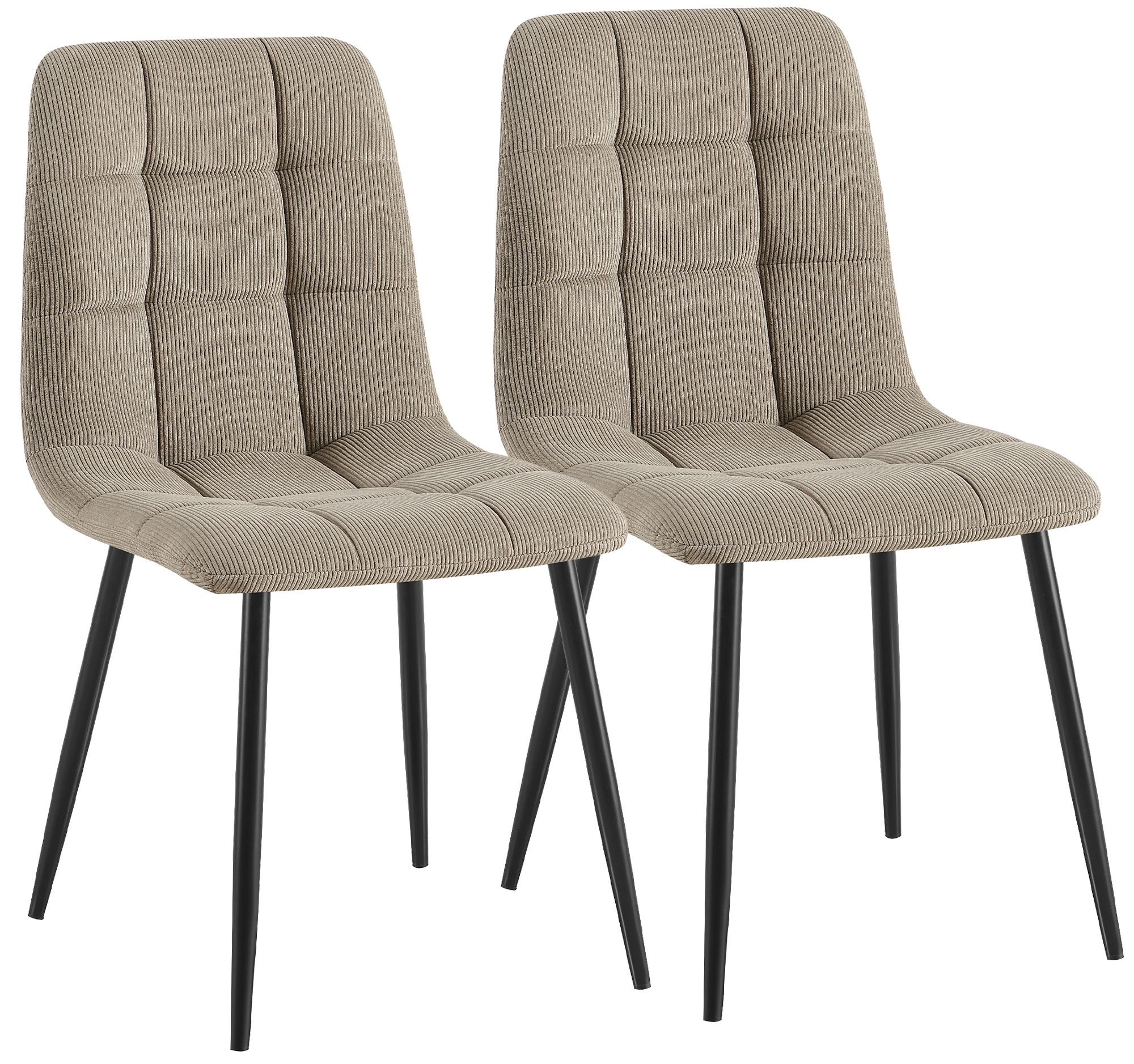 2er Set Esszimmerstuhl Antibes Cord, taupe