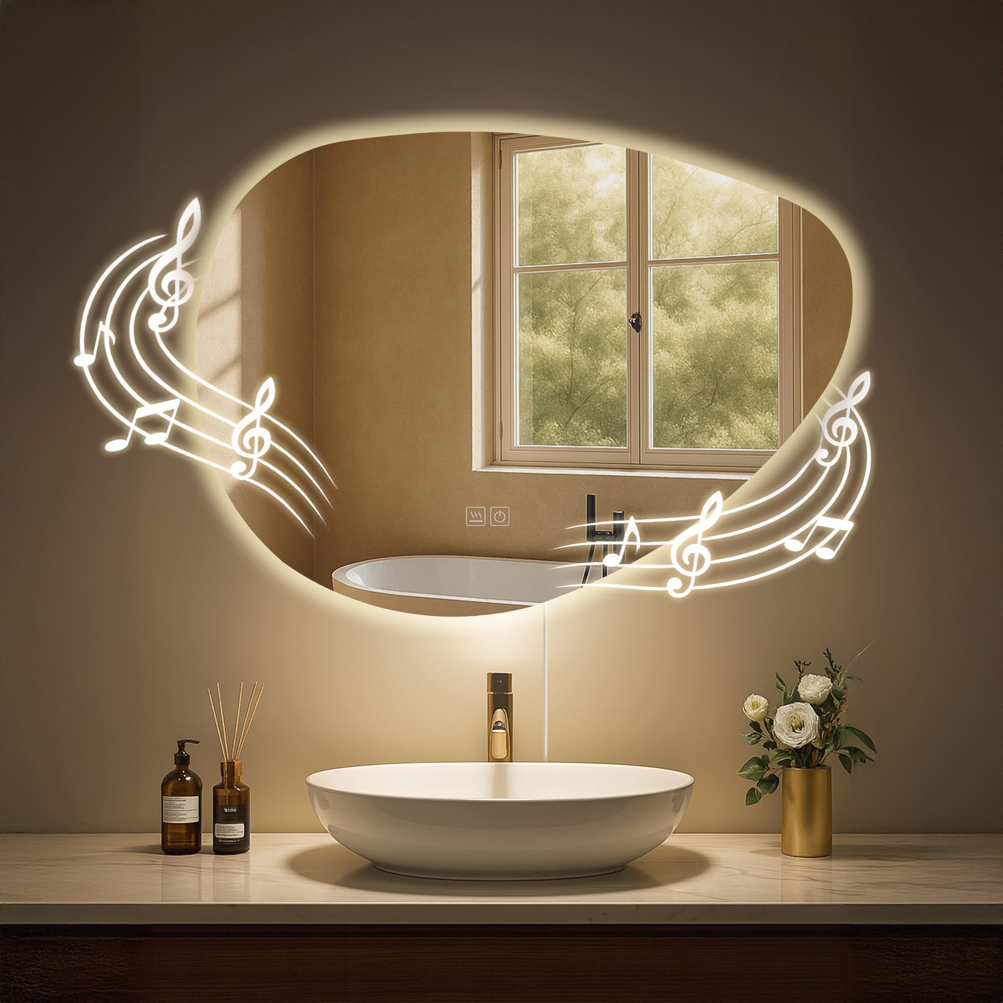 Badspiegel Almafie 65x75 mit Bluetooth, klarglas
