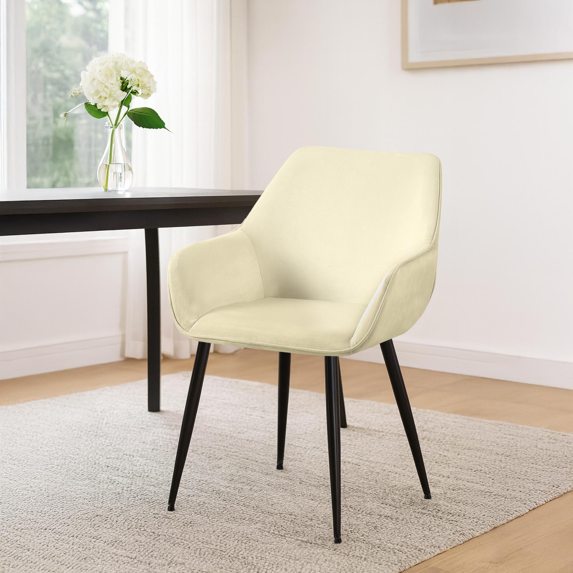 2er Set Esszimmerstuhl Vessa Samt, creme