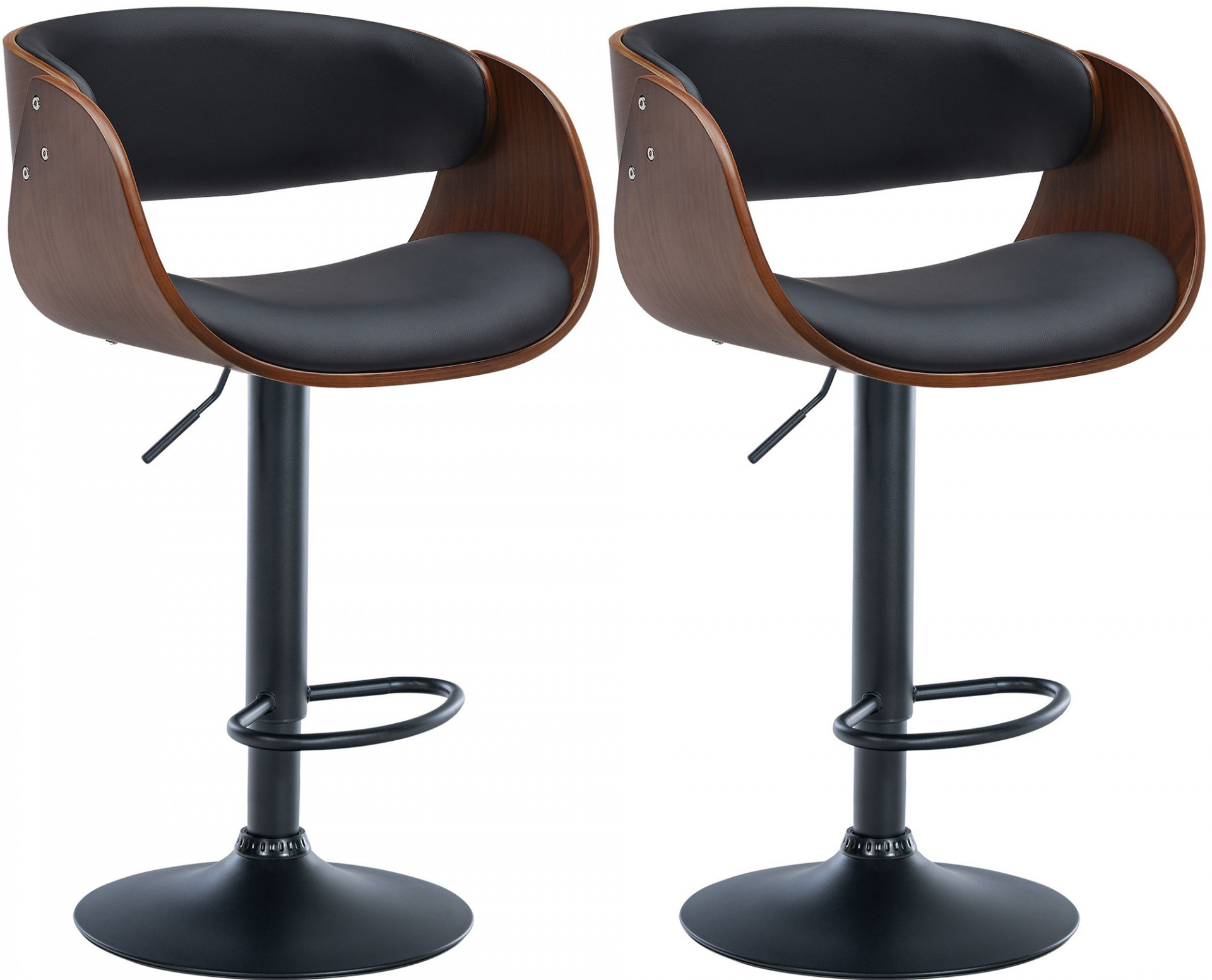2er Set Barhocker Portmore Kunstleder B, walnuss/schwarz