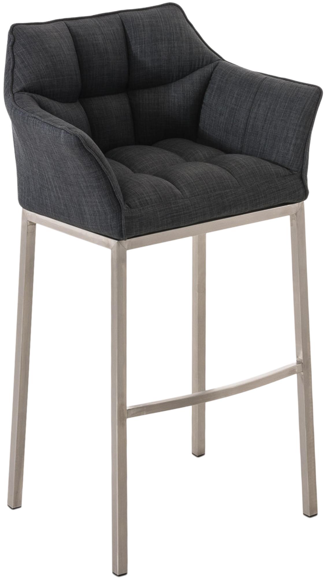 Barhocker Damaso E Stoff mit 4-Fuß Gestell, dunkelgrau