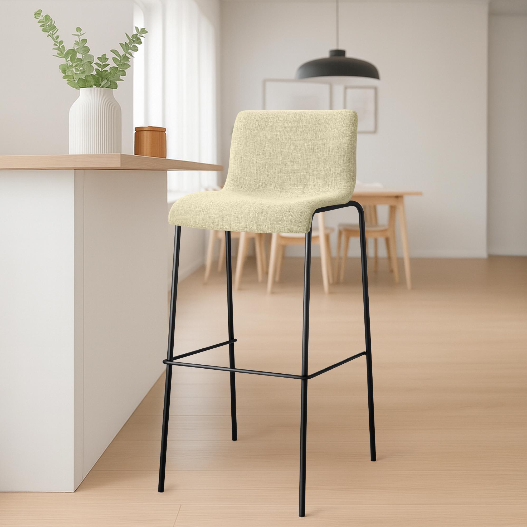 Barhocker Hoover Stoff 4-Fuß Gestell schwarz, creme