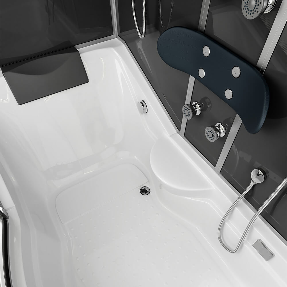 Duschkabine mit Badewanne ALLIN 2IN1 - 170 x 90 Schwarz Rechts