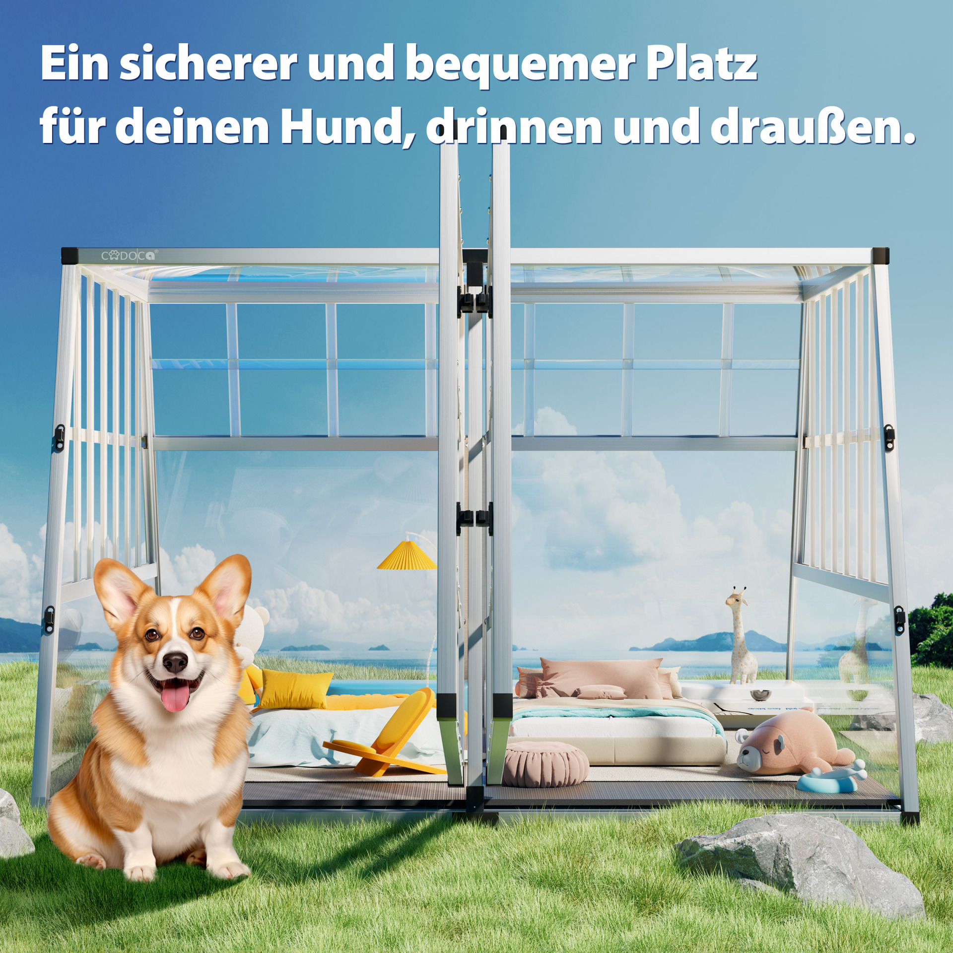 Hundetransportbox XXL 97x90x70cm Alu
