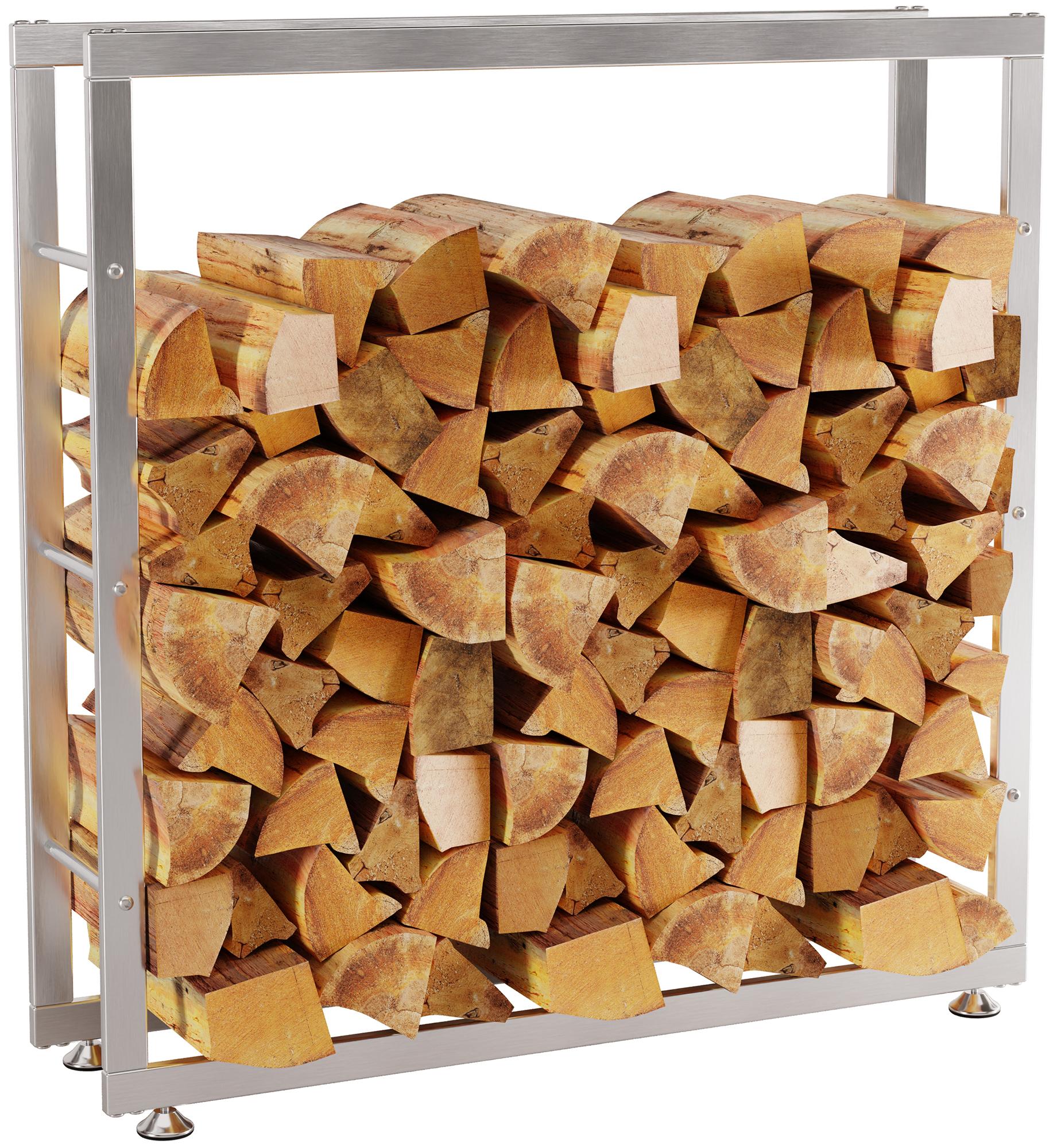 Kaminholzständer Keri V2 25x100x100 cm, edelstahl