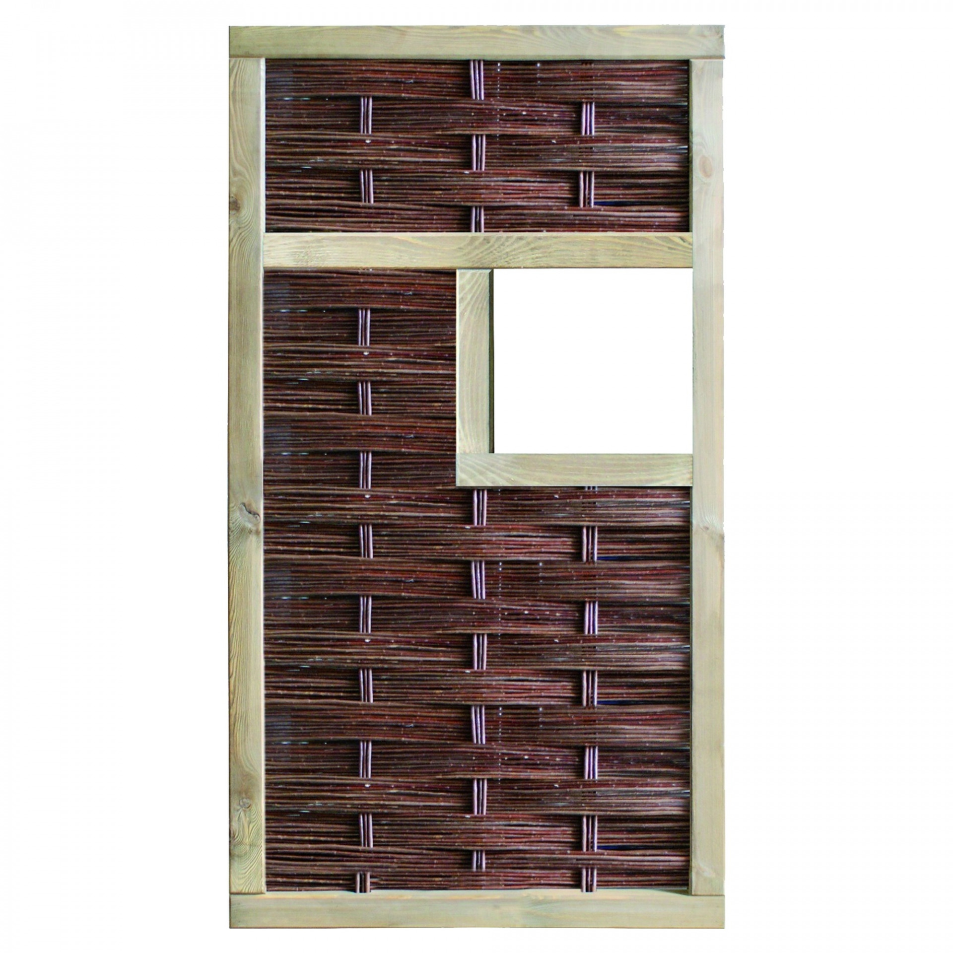 LABO-3D Weidengeflechtzaun, 94 x 180 cm, 1 Fenster mittig, Rahmen 70 x 35 mm