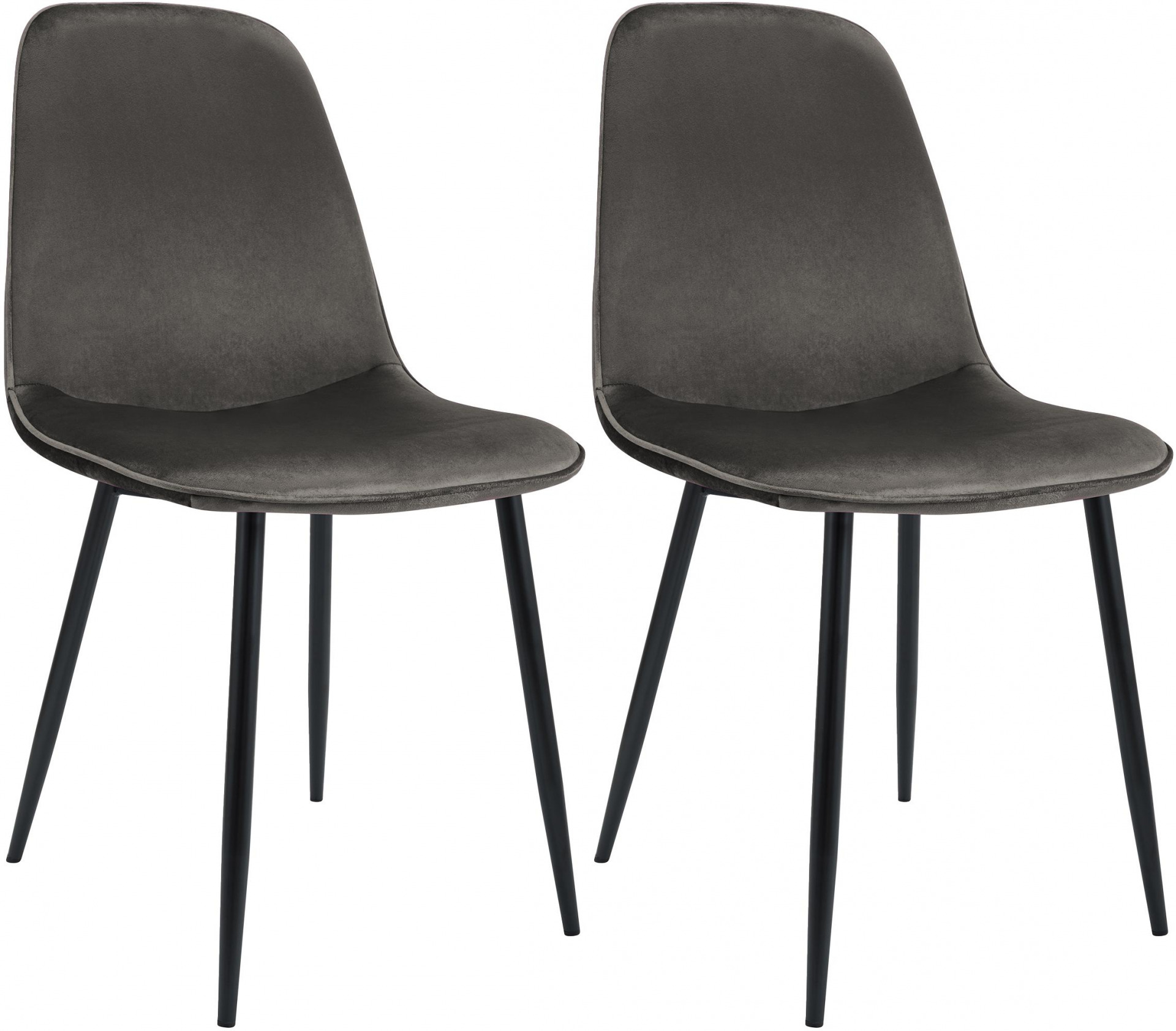 2er Set Esszimmerstuhl Maryam Samt, anthrazit