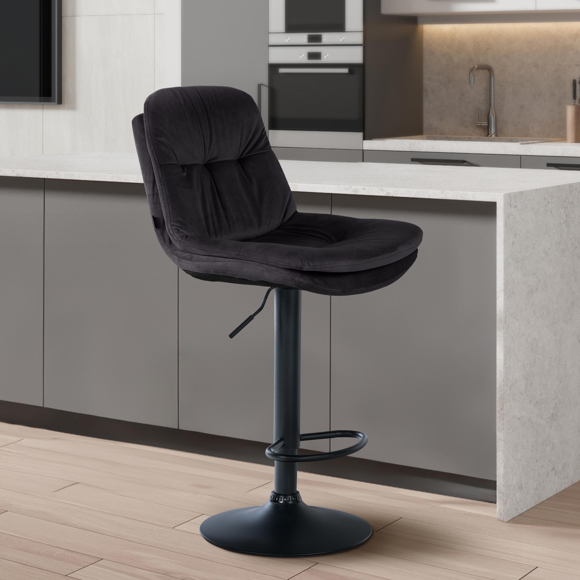 Barhocker Laurel Samt schwarz, schwarz