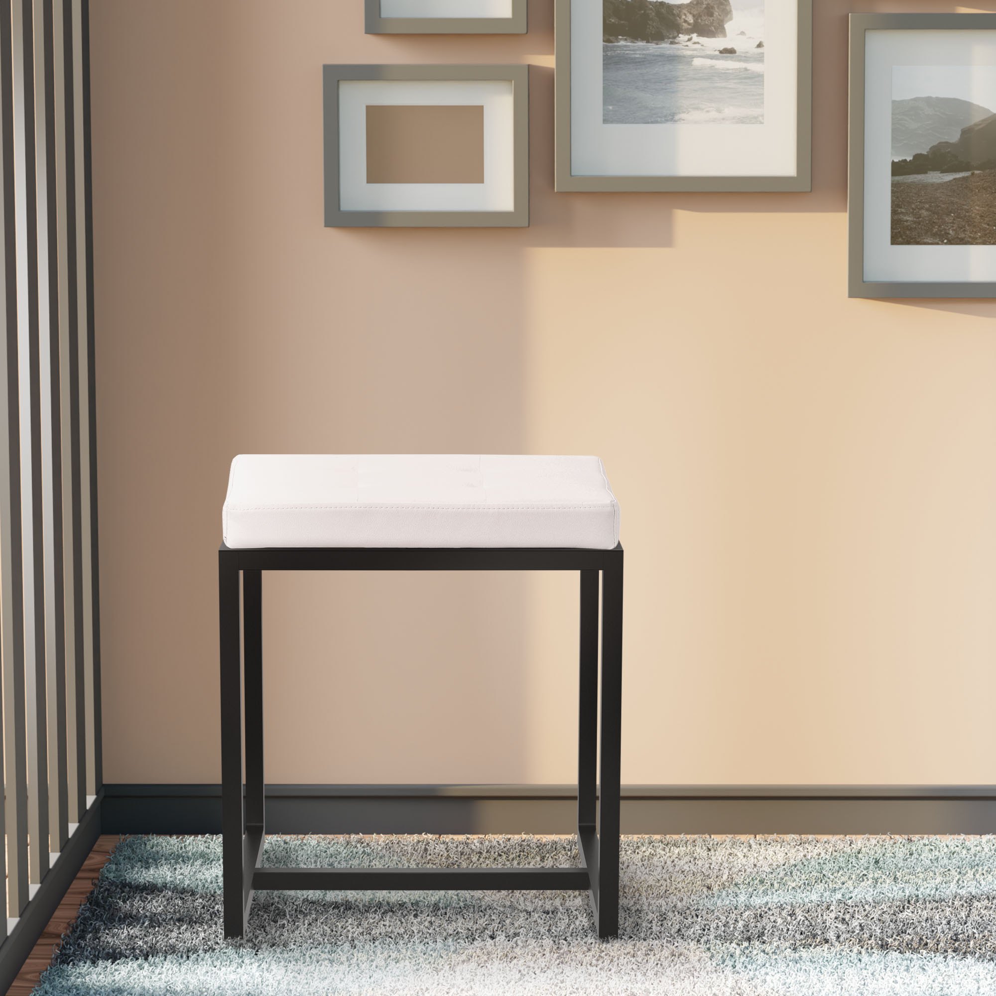 Sitzhocker Barci B Kunstleder, weiß