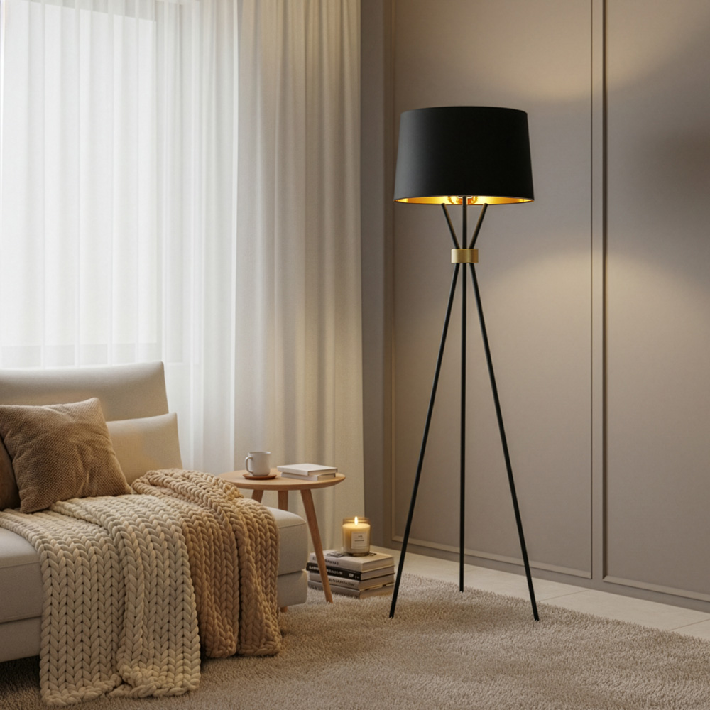Stehlampe LUNA - Schwarz/Gold
