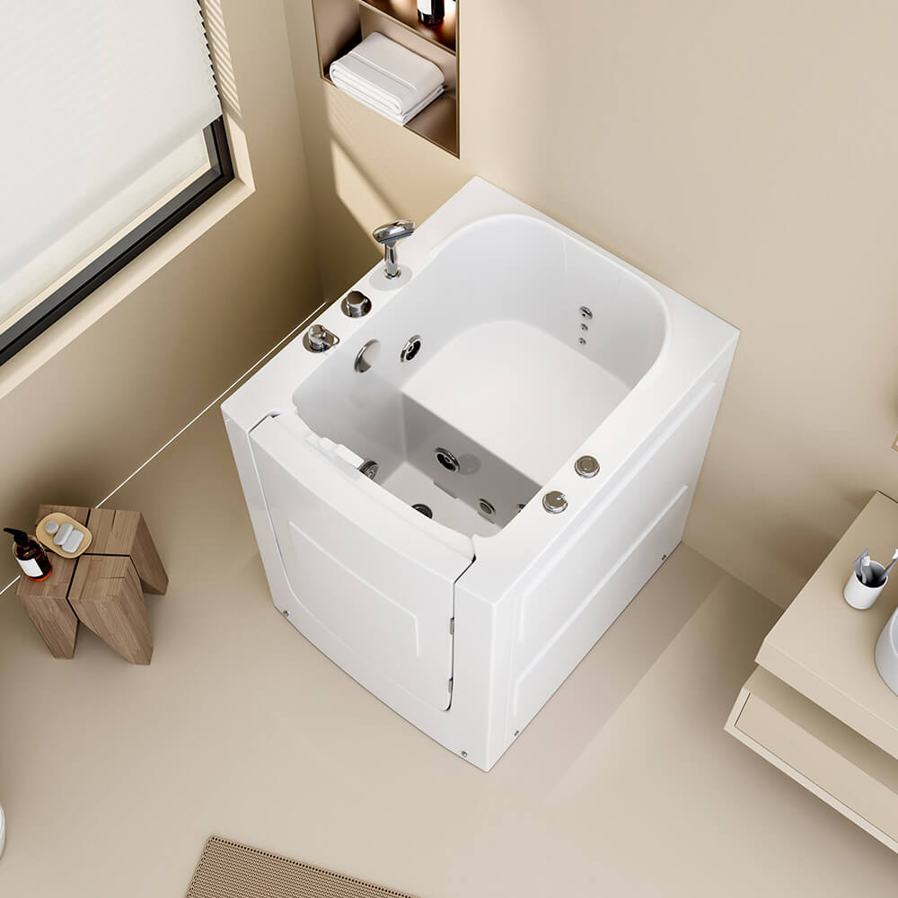Seniorenbadewanne sitzend mit Whirlpoolfunktion VITAL L - 85 x 95 cm Rechts