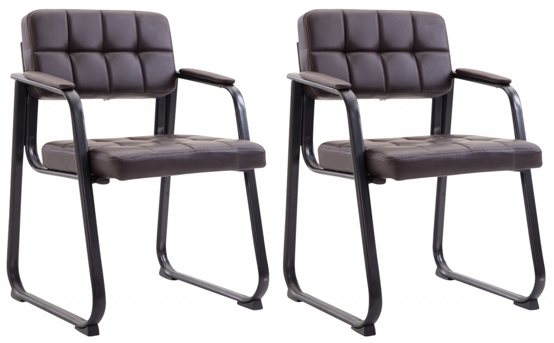 2er Set Besucherstühle Canada B Kunstleder, braun