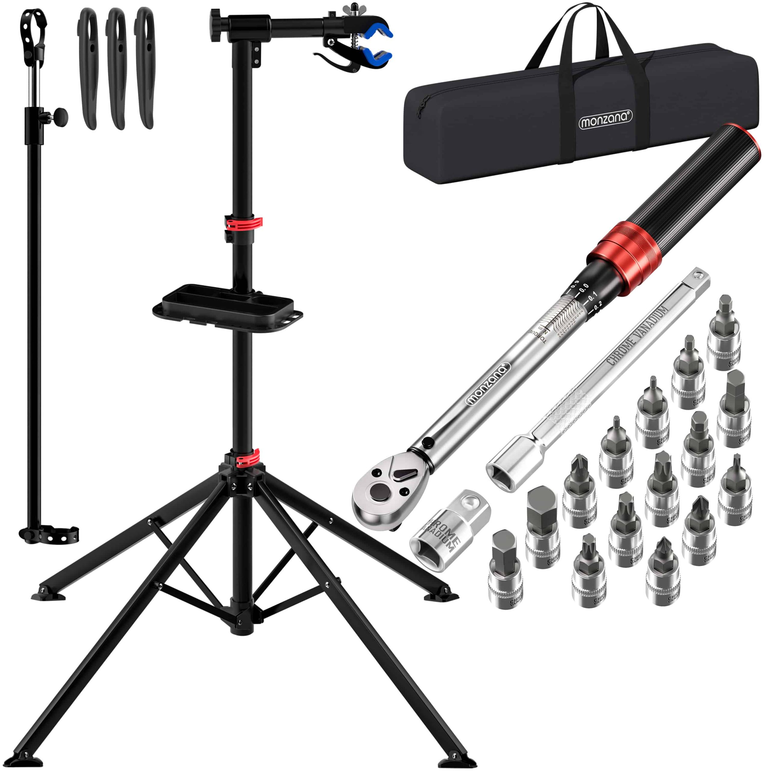 Fahrrad-Montageständer bis 30kg + Drehmomentschlüssel-Set 18-tlg