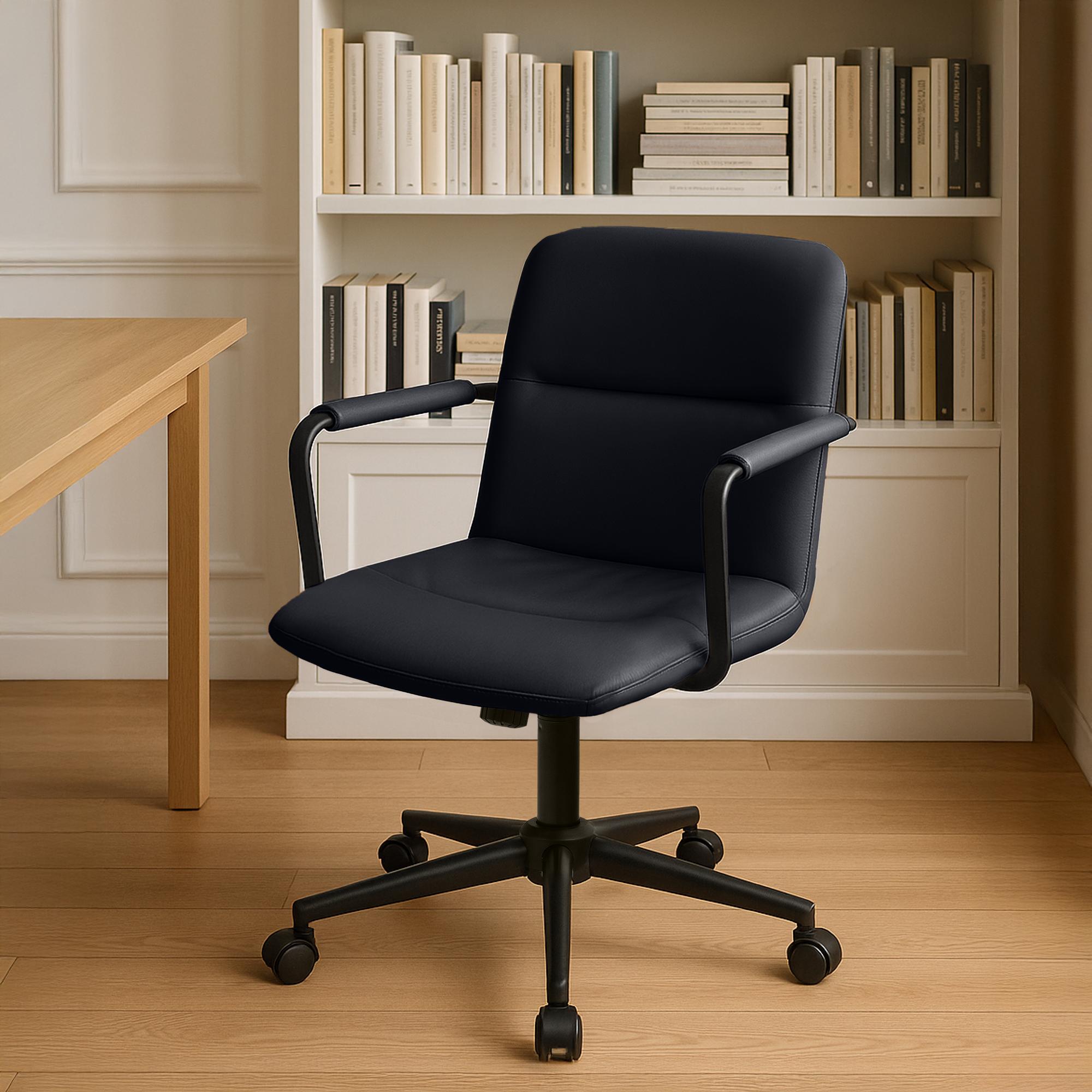 Bürostuhl Hilda Echtleder, schwarz