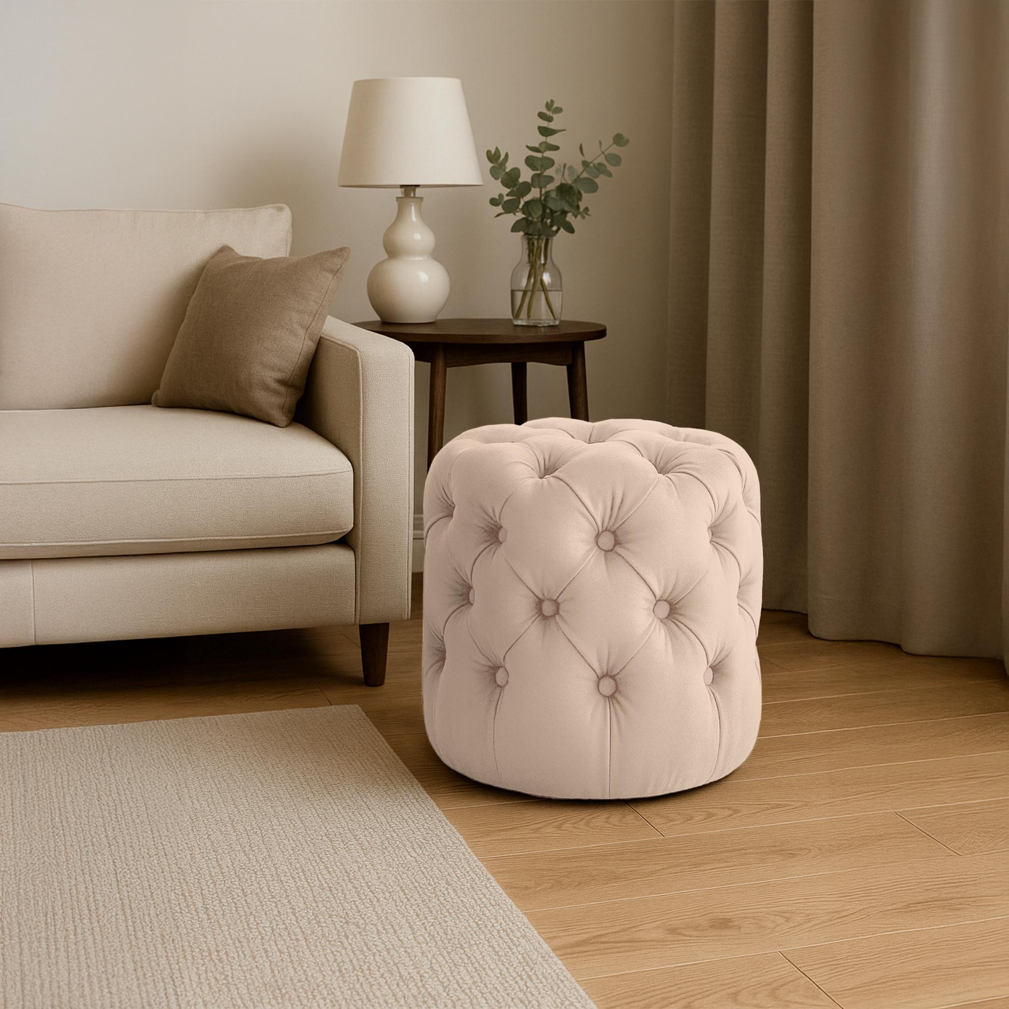Sitzhocker Drancy Samt M, creme