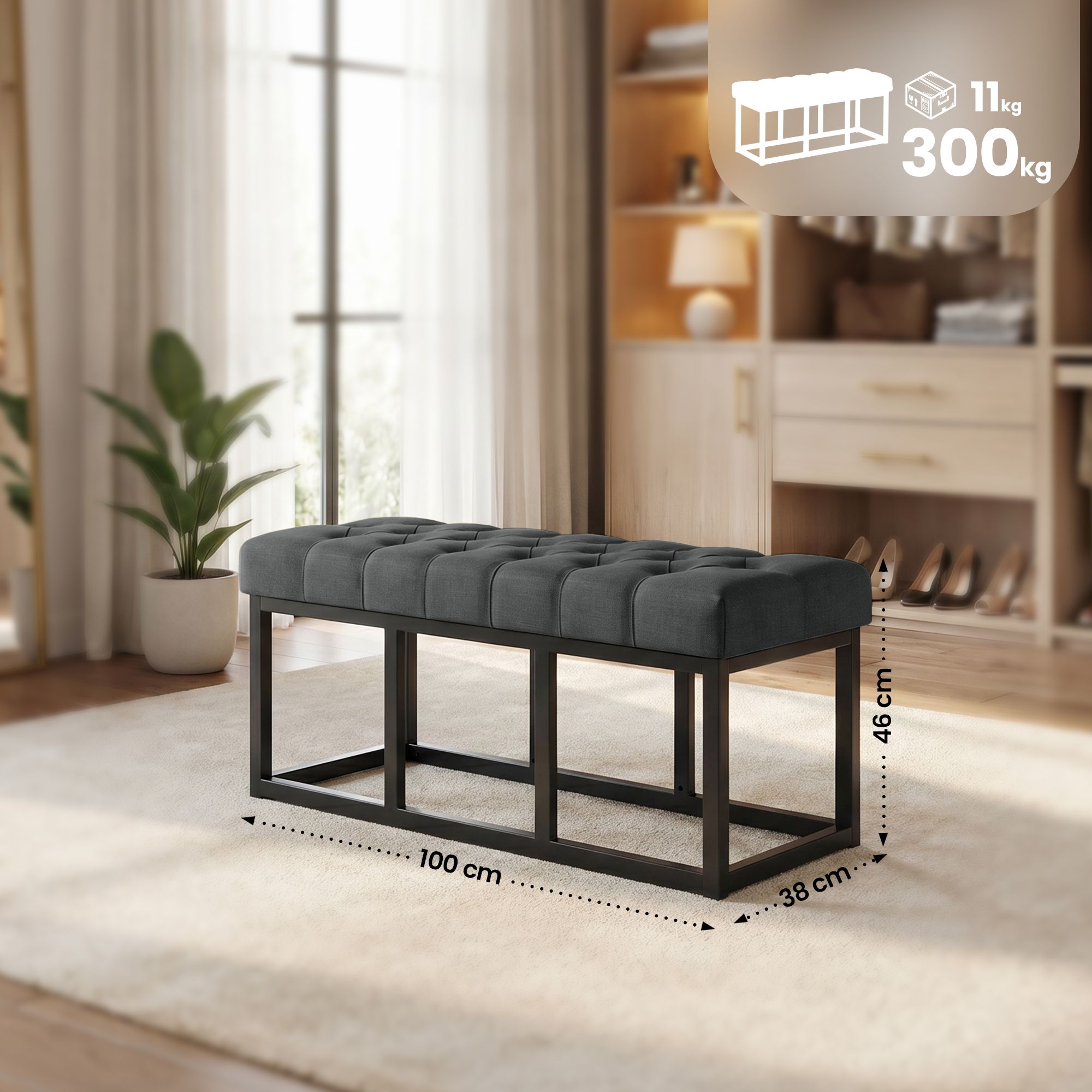 Sitzbank Amun Stoff B100, dunkelgrau