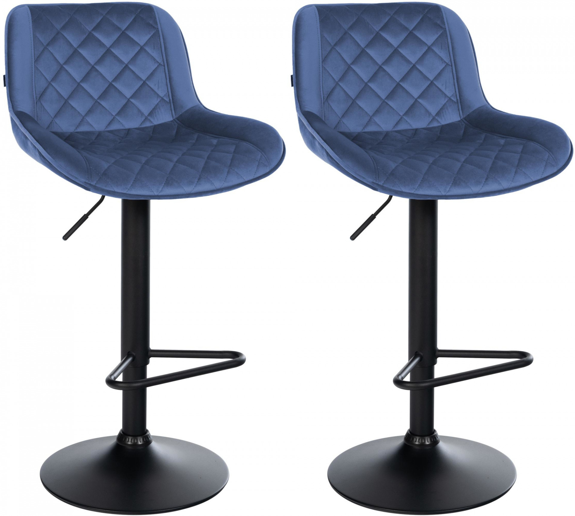 2er Set Barhocker Kasson Samt, blau
