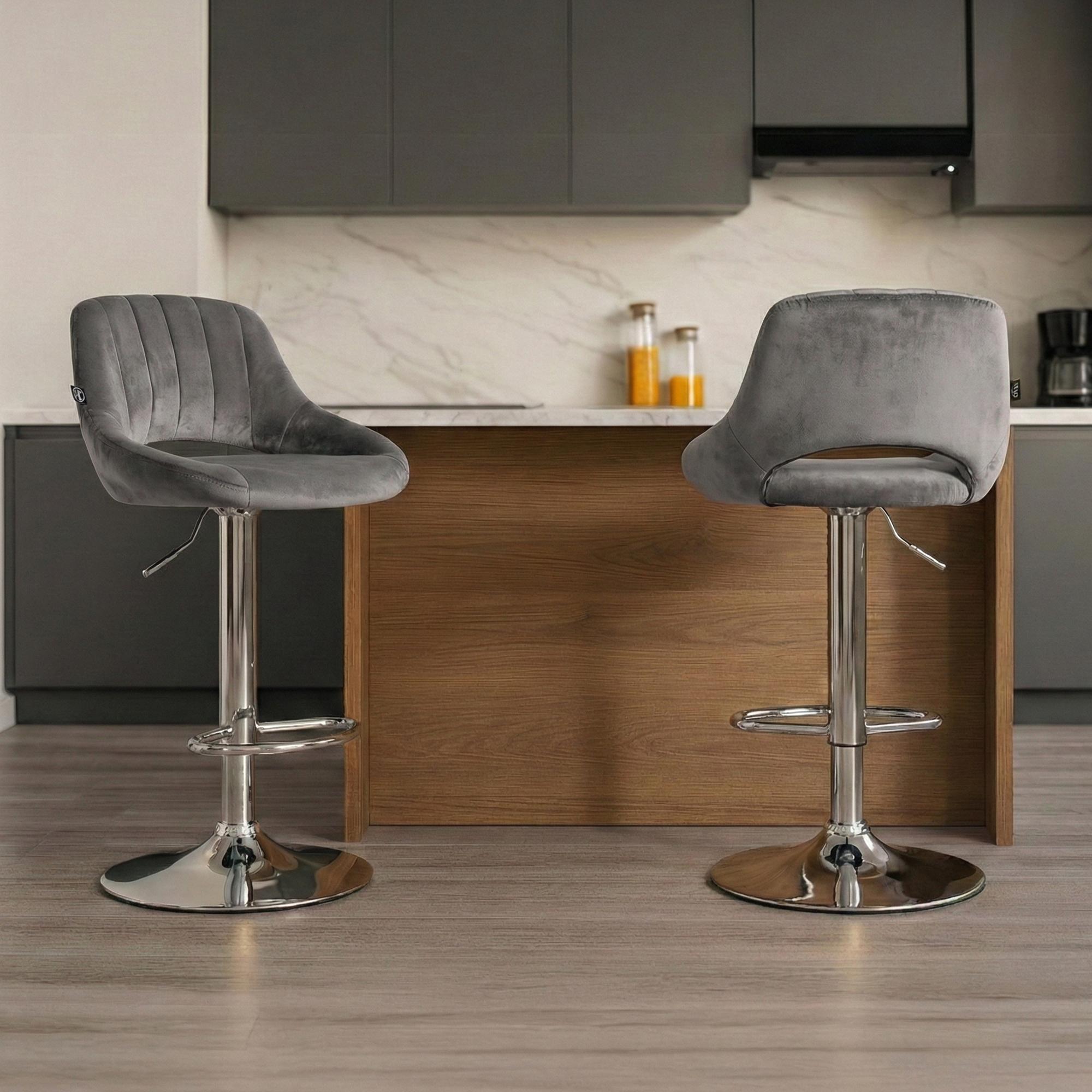 2er Set Barhocker Milet Samt C, dunkelgrau
