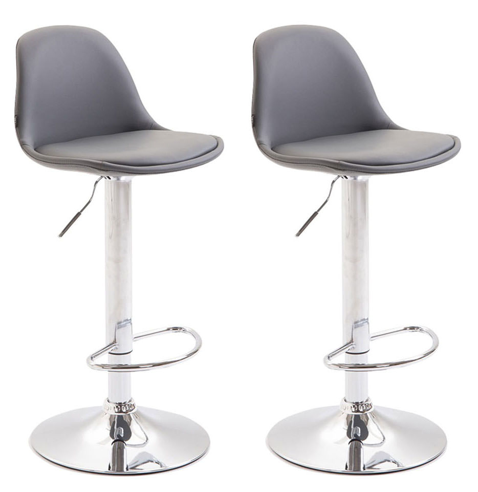 2er Set Barhocker Kiel Vollgepolstert Kunstleder chrom, grau