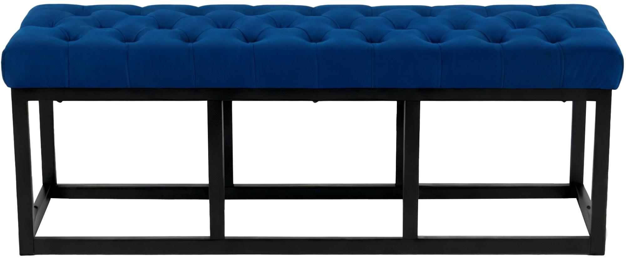 Sitzbank Polson Samt Schwarz 120 cm, blau