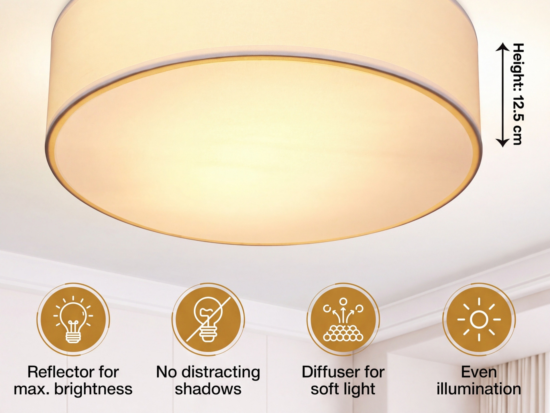 Deckenlampe Weiß Stoff Ø38cm