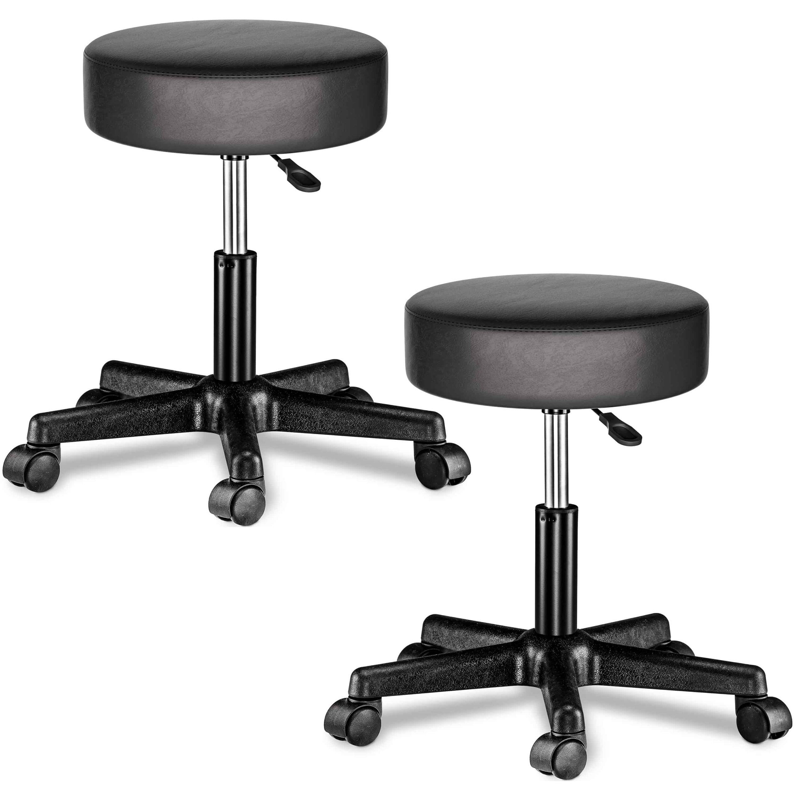 Rollhocker 2er-Set Kunstleder Schwarz 360° drehbar
