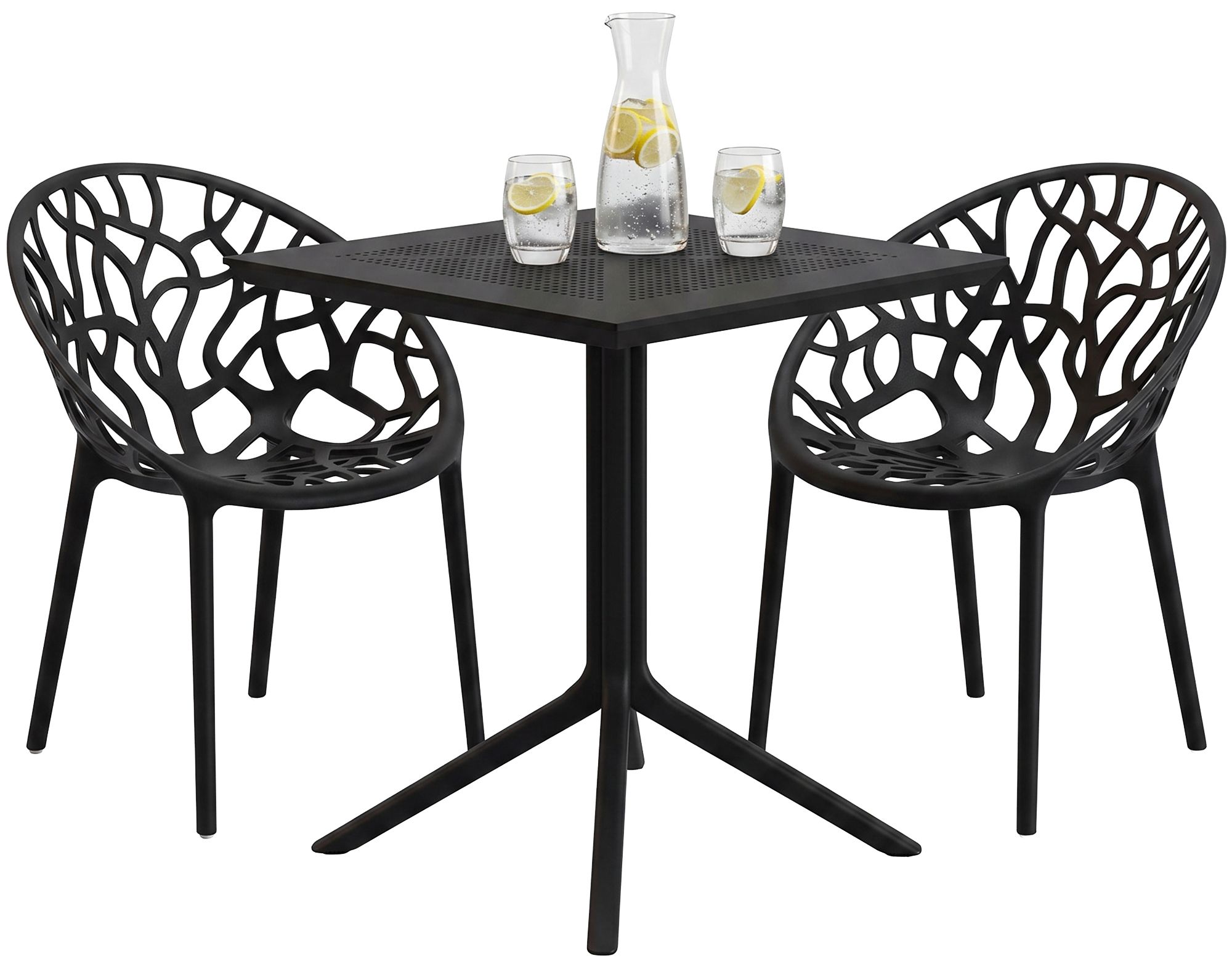 Gartenmöbel-Set Avara mit 2 Stühlen, schwarz