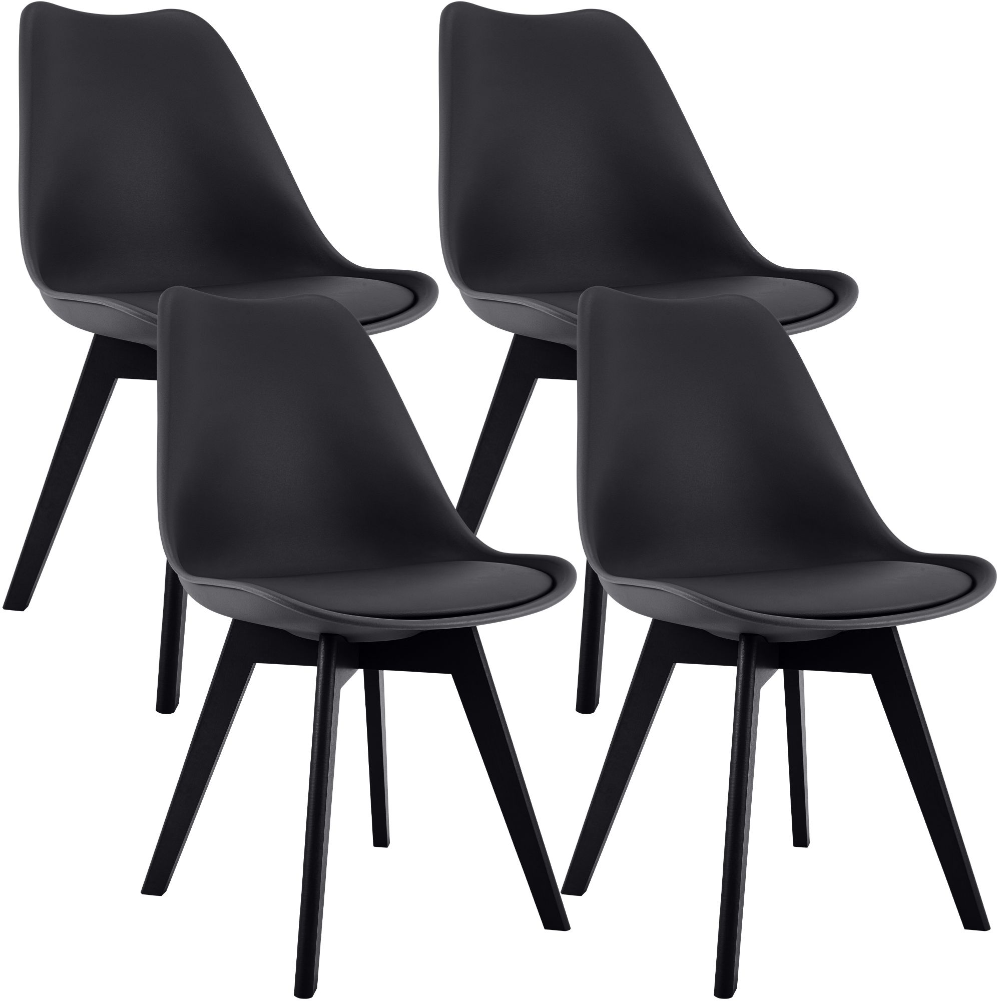 4er Set Stuhl Linares Kunststoff, schwarz/schwarz