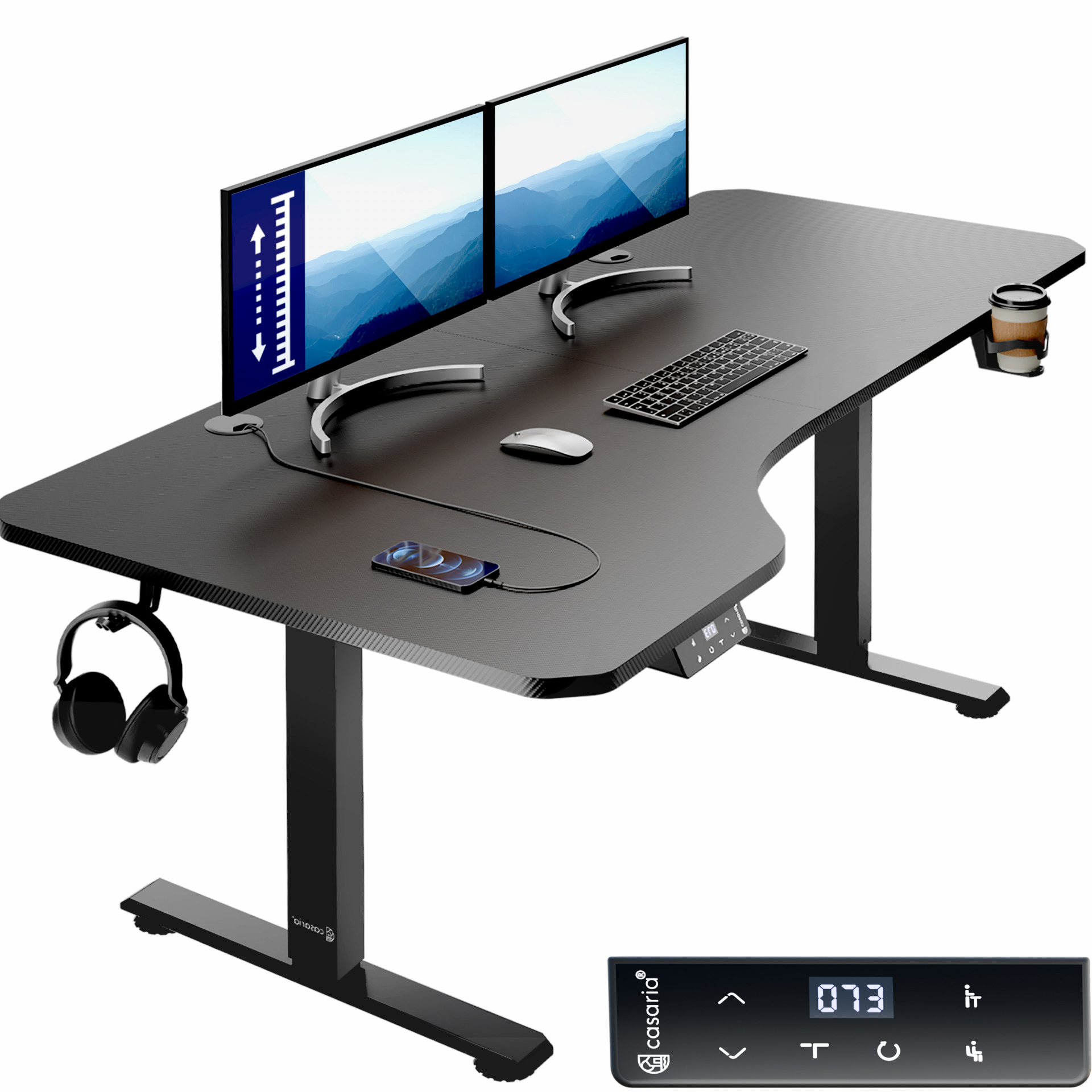 Höhenverstellbarer Schreibtisch Schwarz 160x75x73-118cm
