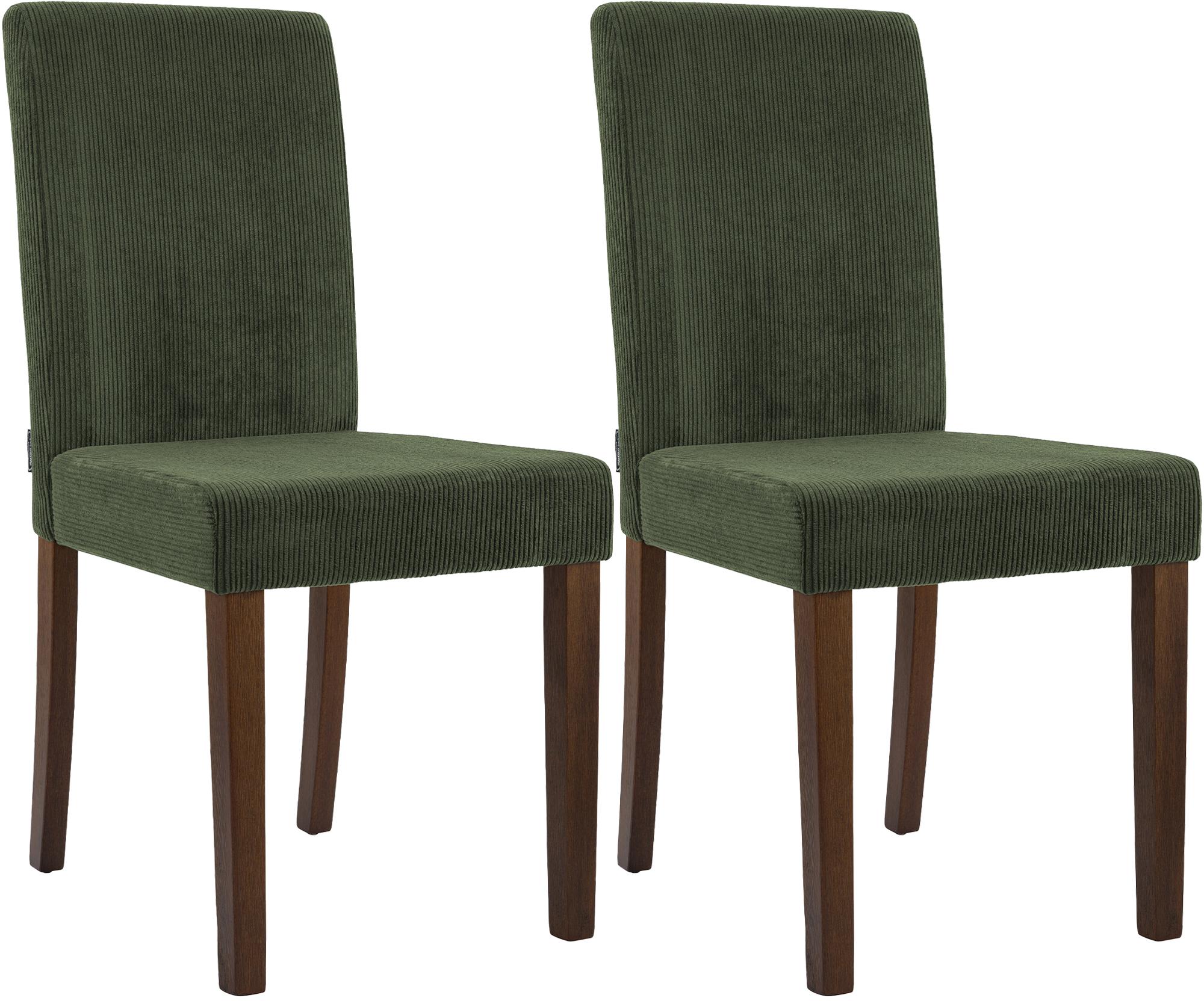 2er Set Esszimmerstuhl Ina Cord antik dunkel, grün