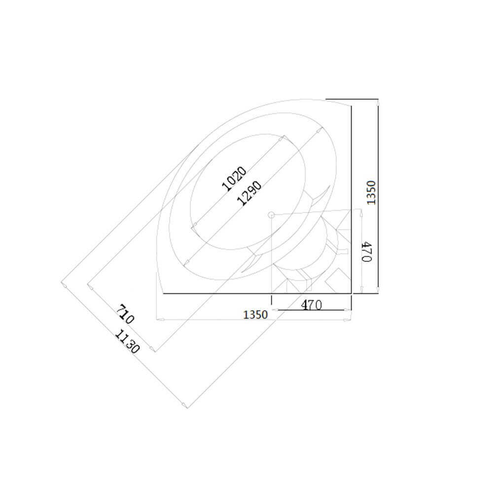 Whirlpool Badewanne mit Lichttherapie LAGUNA L MINI - 135 x 135 cm