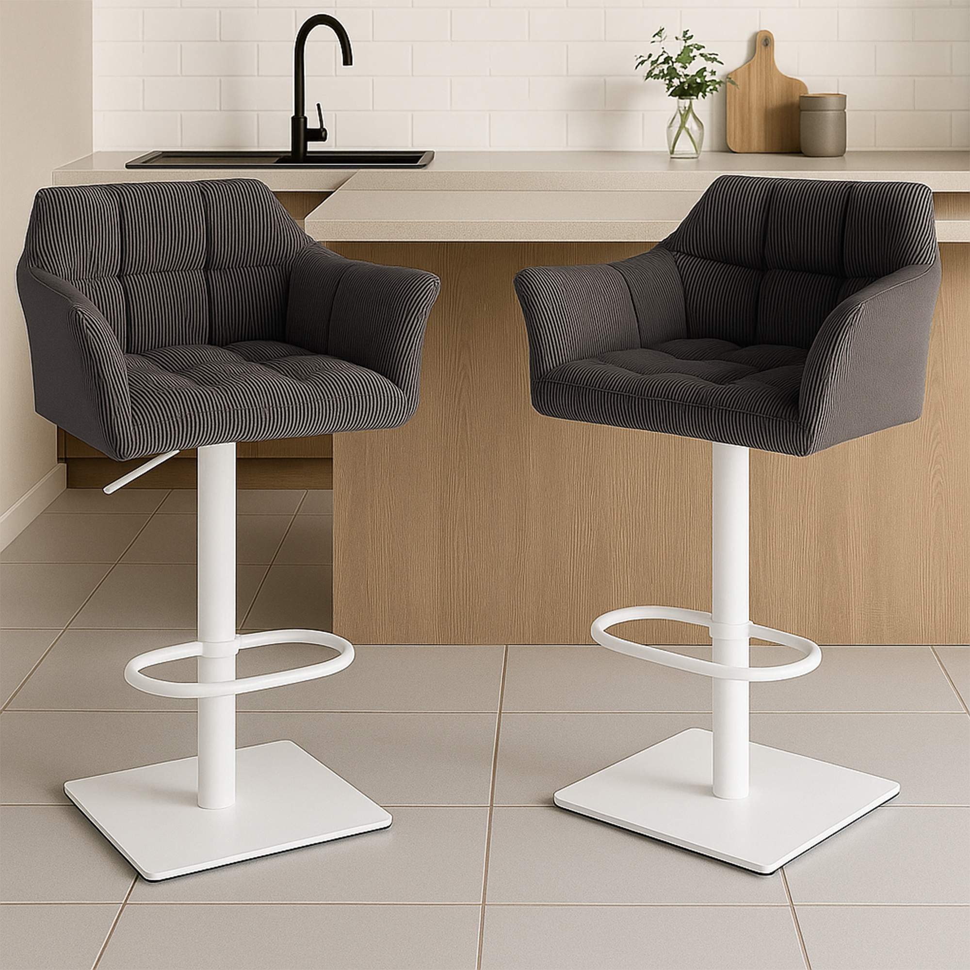 Barhocker Damaso W Cord, taupe