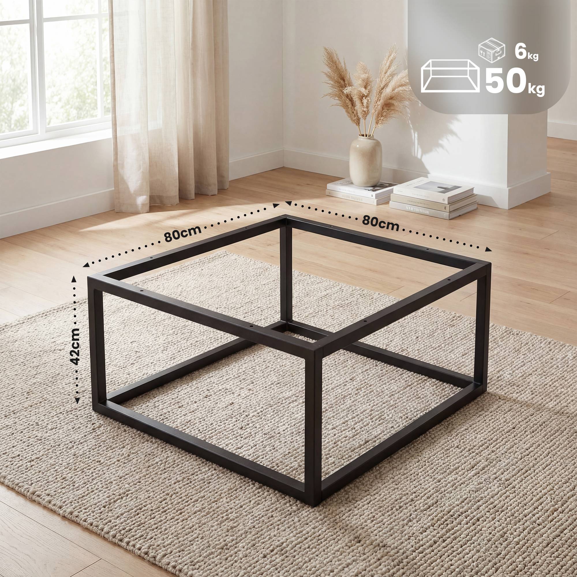 Tischgestell Metall 80x80x42 cm, schwarz