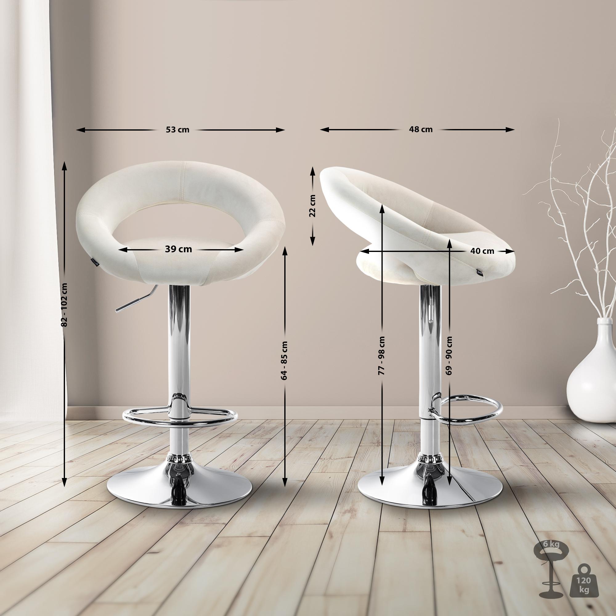 Barhocker Olinda Samt chrom, creme