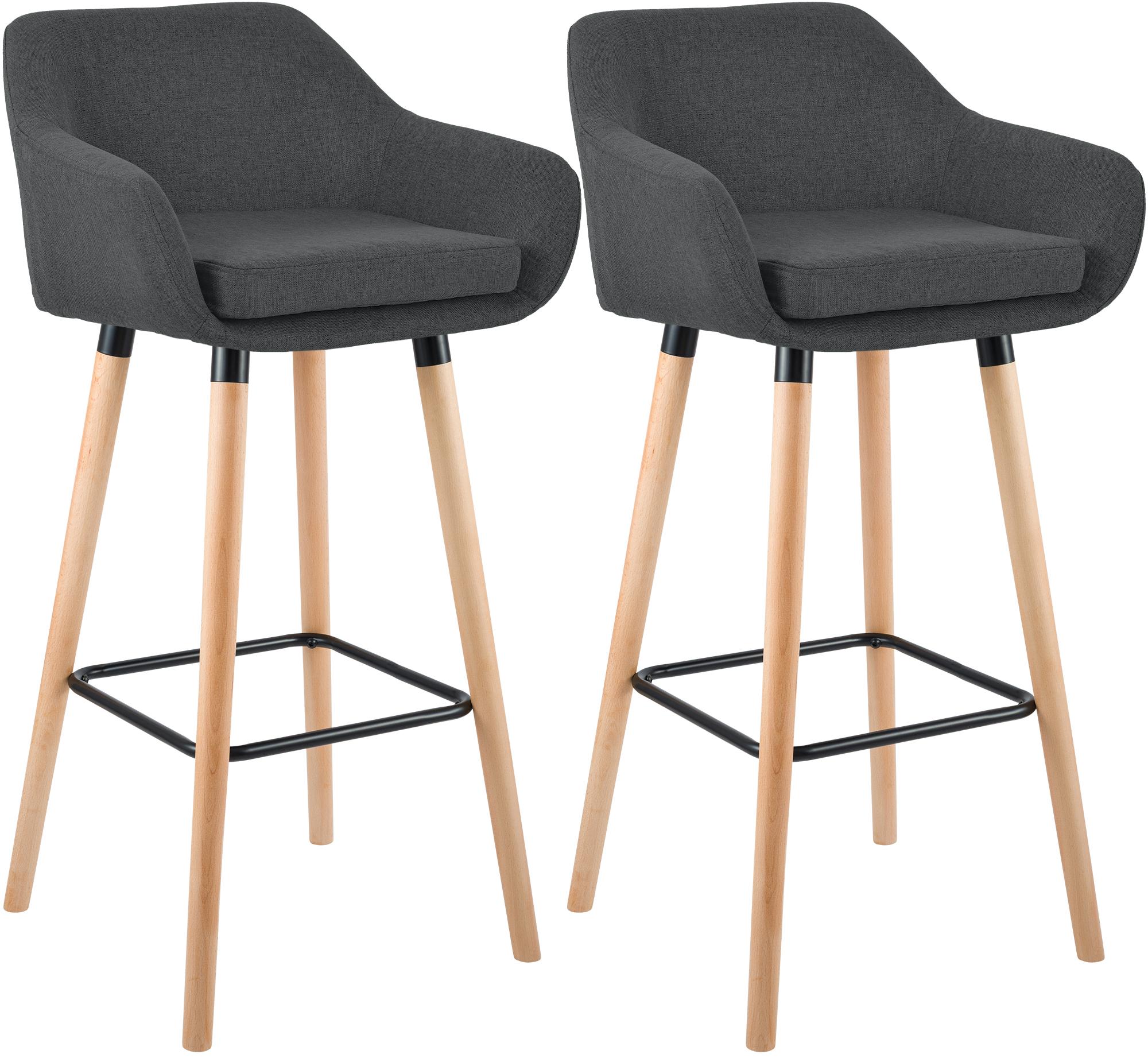 2er Set Barhocker Grant Stoff, dunkelgrau
