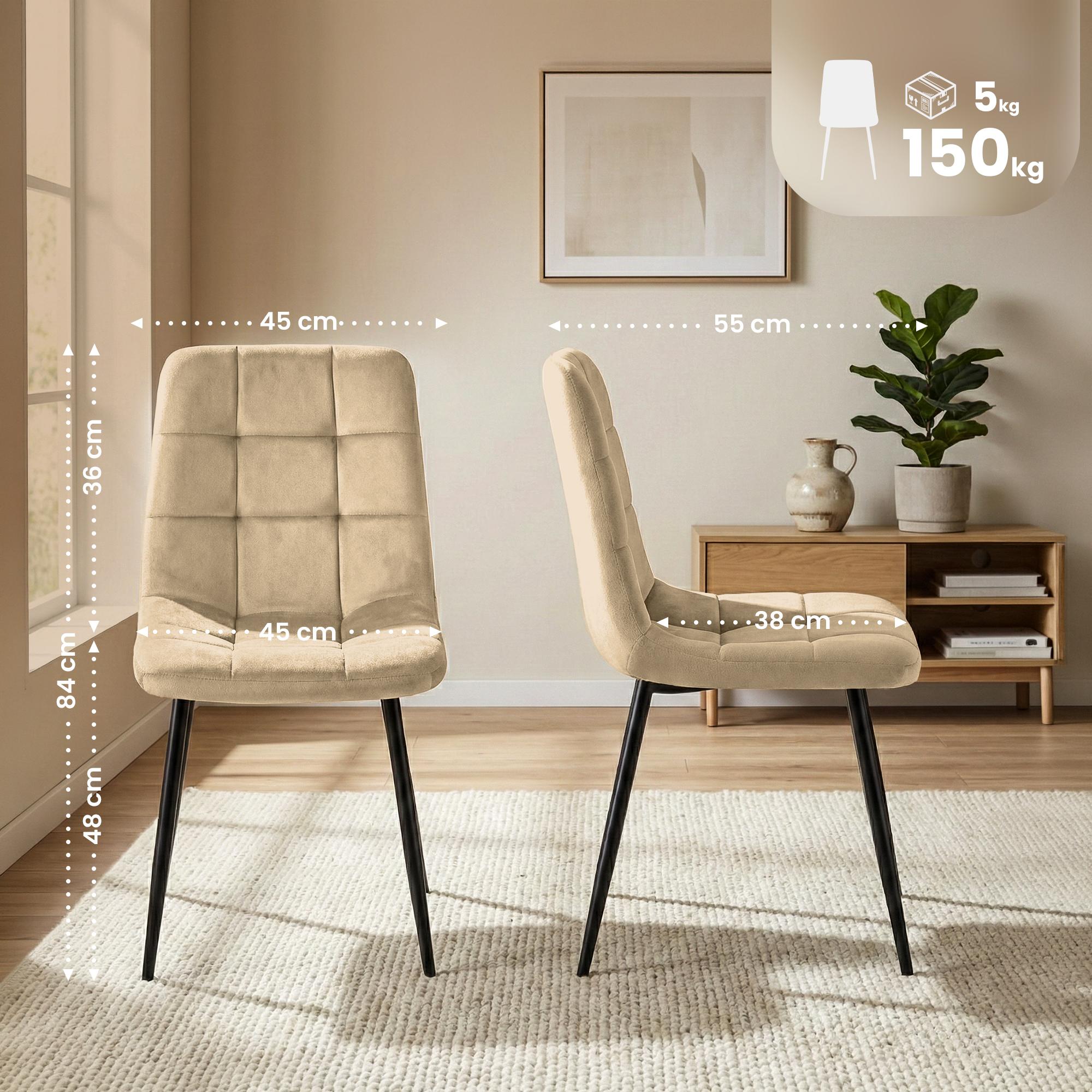 4er Set Esszimmerstühle Antibes, creme